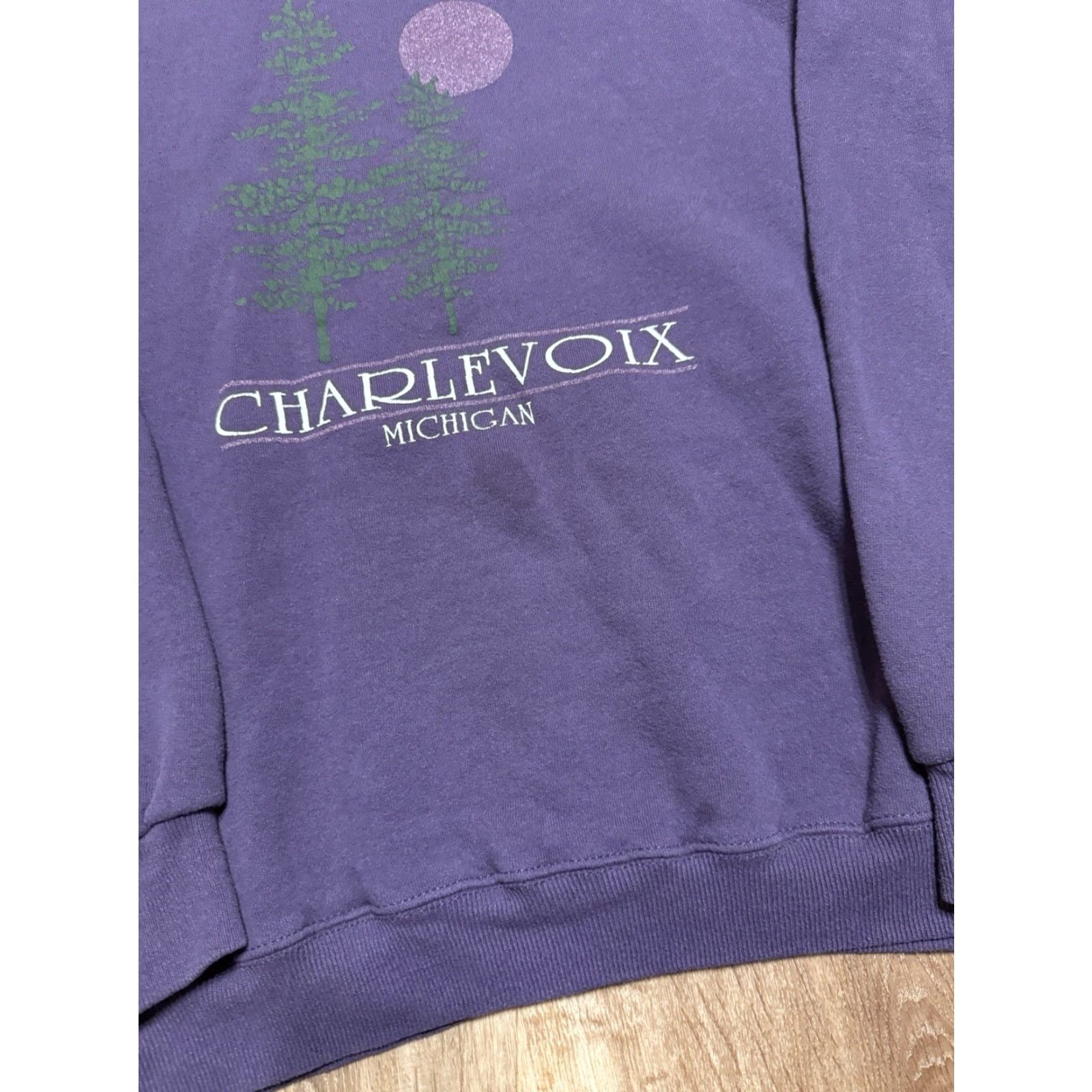 Lee VINTAGE Northern Michigan Crewneck Sweatshirt Nature Logo Purple Plum XL USA Lee Sweatshirt 90s Pullover Mens Size US XL / EU 56 / 4 - 5 Thumbnail