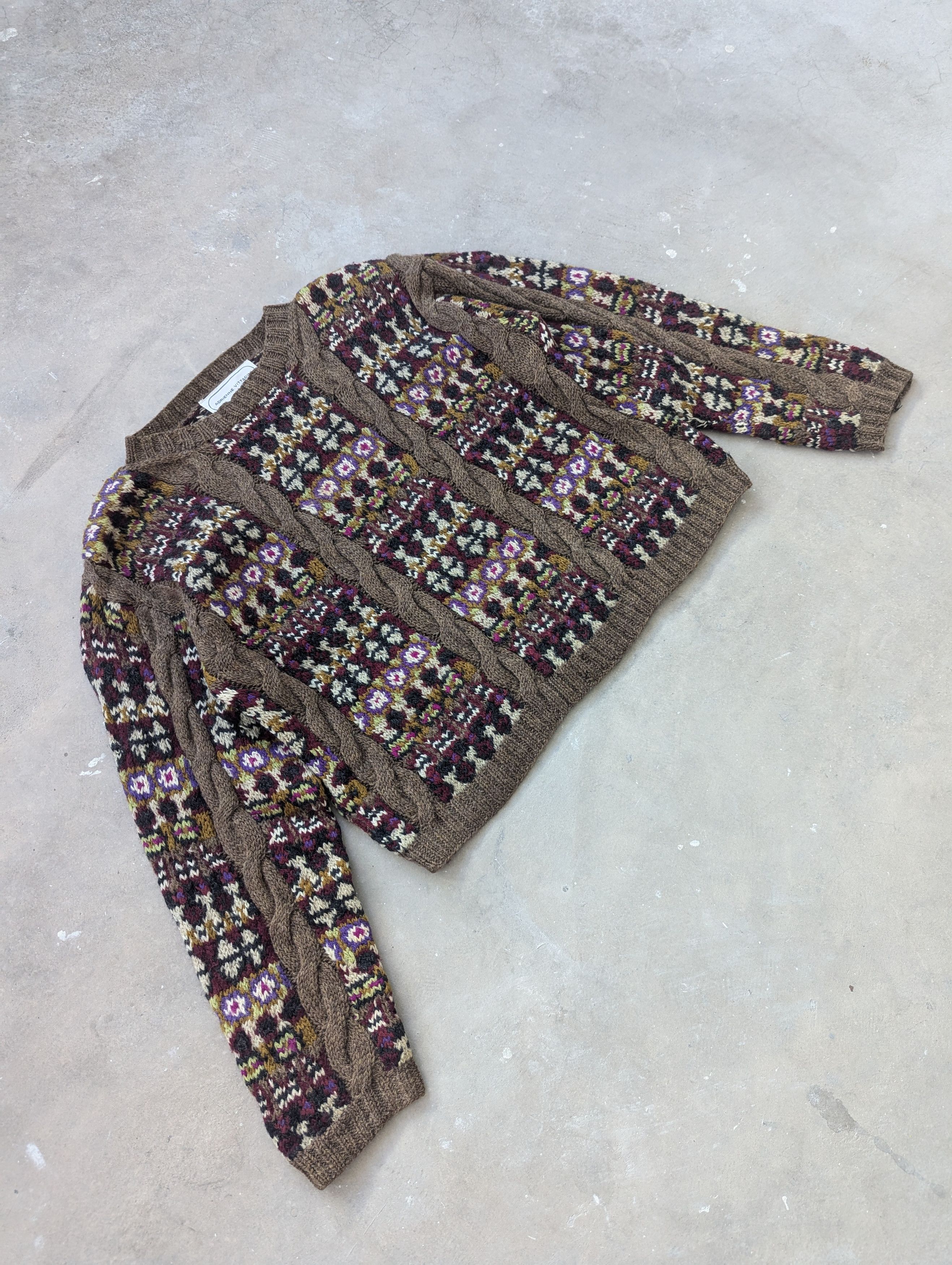 Aran Isles Knitwear × Japanese Brand × Vintage Vintage Wool Cable Knit Sweater Cropped Coogi Style Size M / US 6-8 / IT 42-44 - 3 Thumbnail