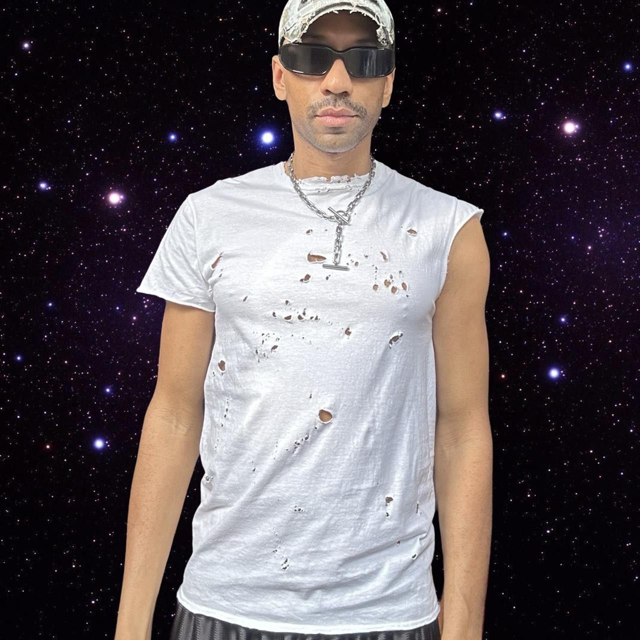 Gildan ASTROBOI* Gildan White Ripped Grunge T-shirt Tank - Medium Size US M / EU 48-50 / 2 - 2 Thumbnail