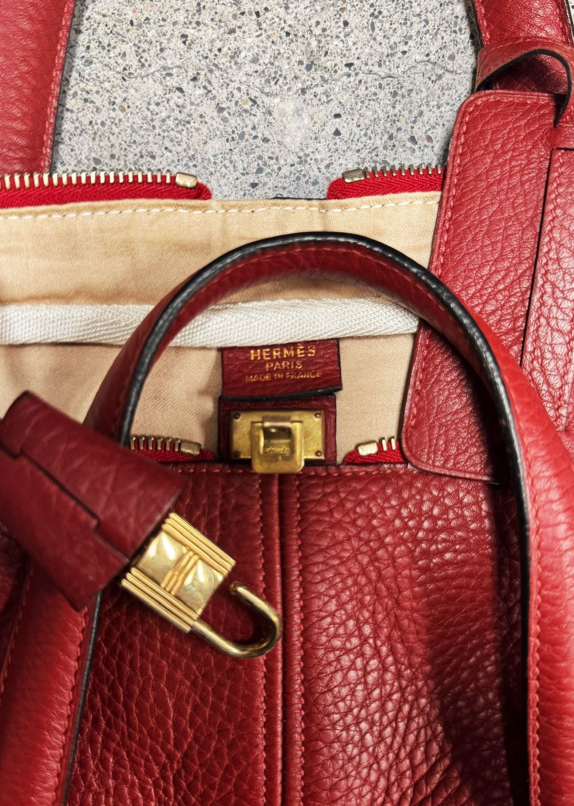 Hermes Hermes Victoria ‘50’ Red Leather Boston Bag Size ONE SIZE - 7 Thumbnail