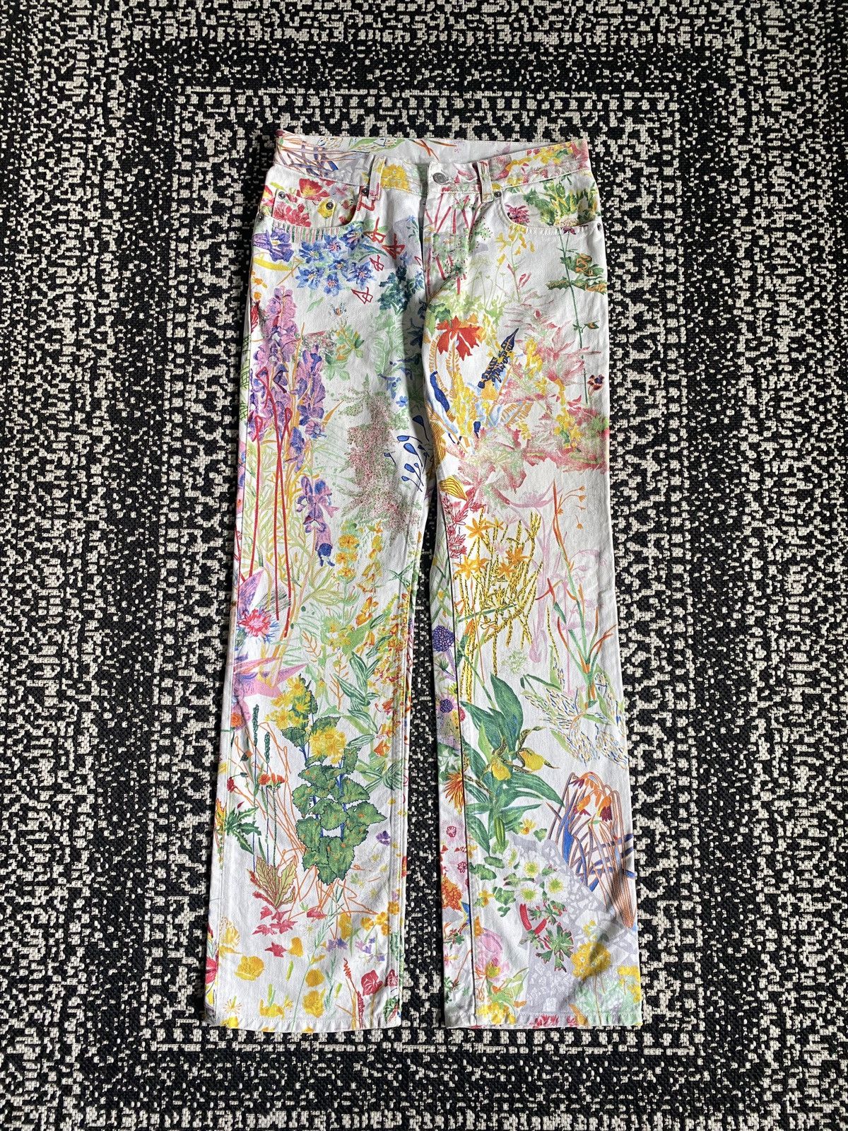 Helmut Lang Helmut Lang SS05 Swiss Floral Flared Denim | Grailed