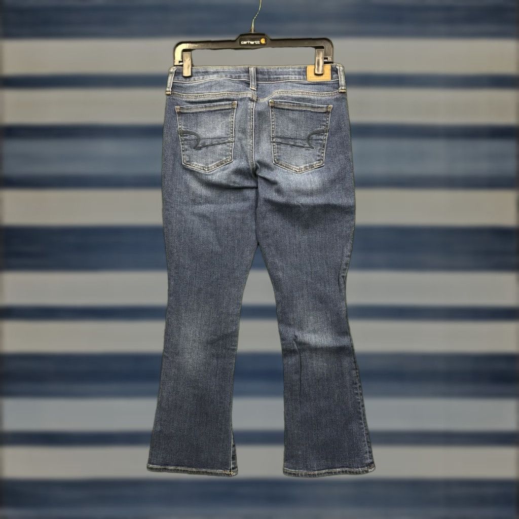 American Eagle Outfitters VINTAGE American Eagle Womens Jeans Size 8 High Rise Skinny Flared Stretch Denim Blue Casual 90s Womens Size 30" / US 8 / IT 44 - 1 Thumbnail