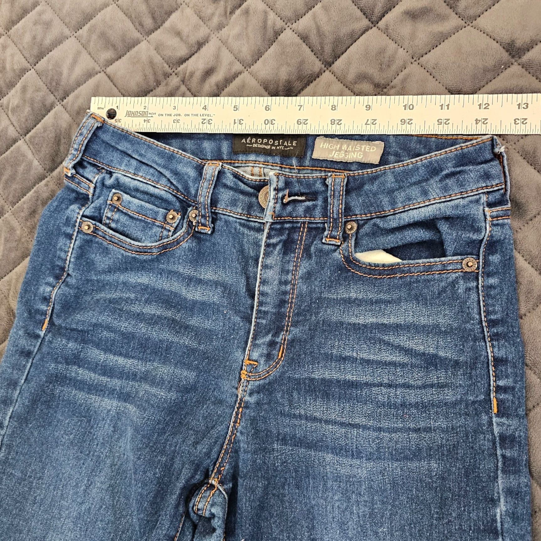 Vintage Aéropostale Women's High Waisted Jegging Size 0 Blue Stretch Regular Wash Size 25" / US 0 / IT 36 - 5 Thumbnail