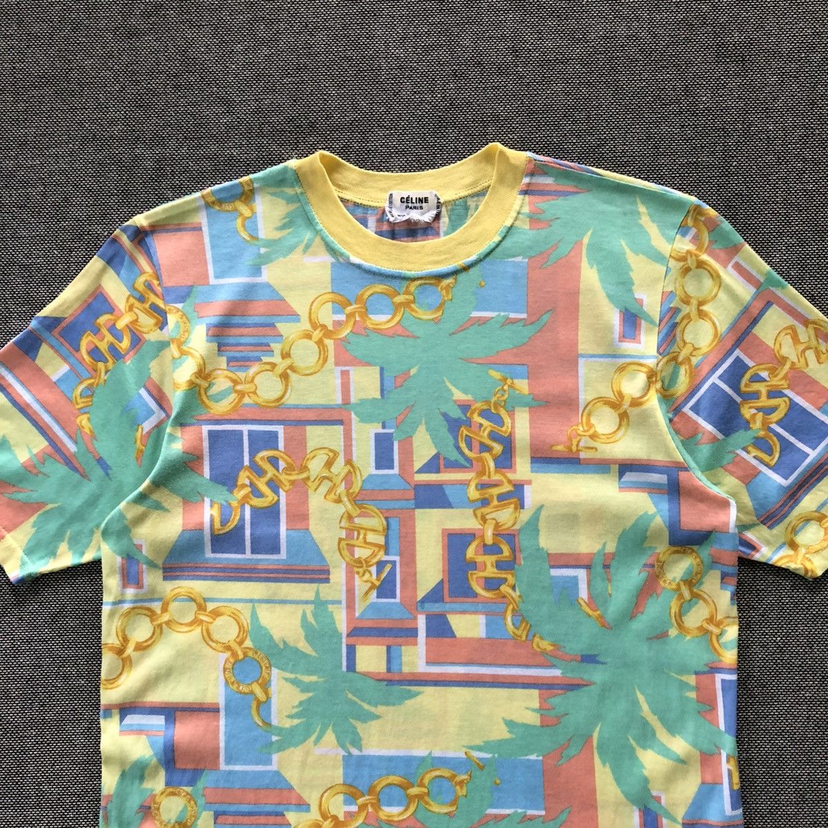 Celine CELINE Italy Rare Multicolor Chain Overprint T-Shirt Size US XS / EU 42 / 0 - 3 Thumbnail