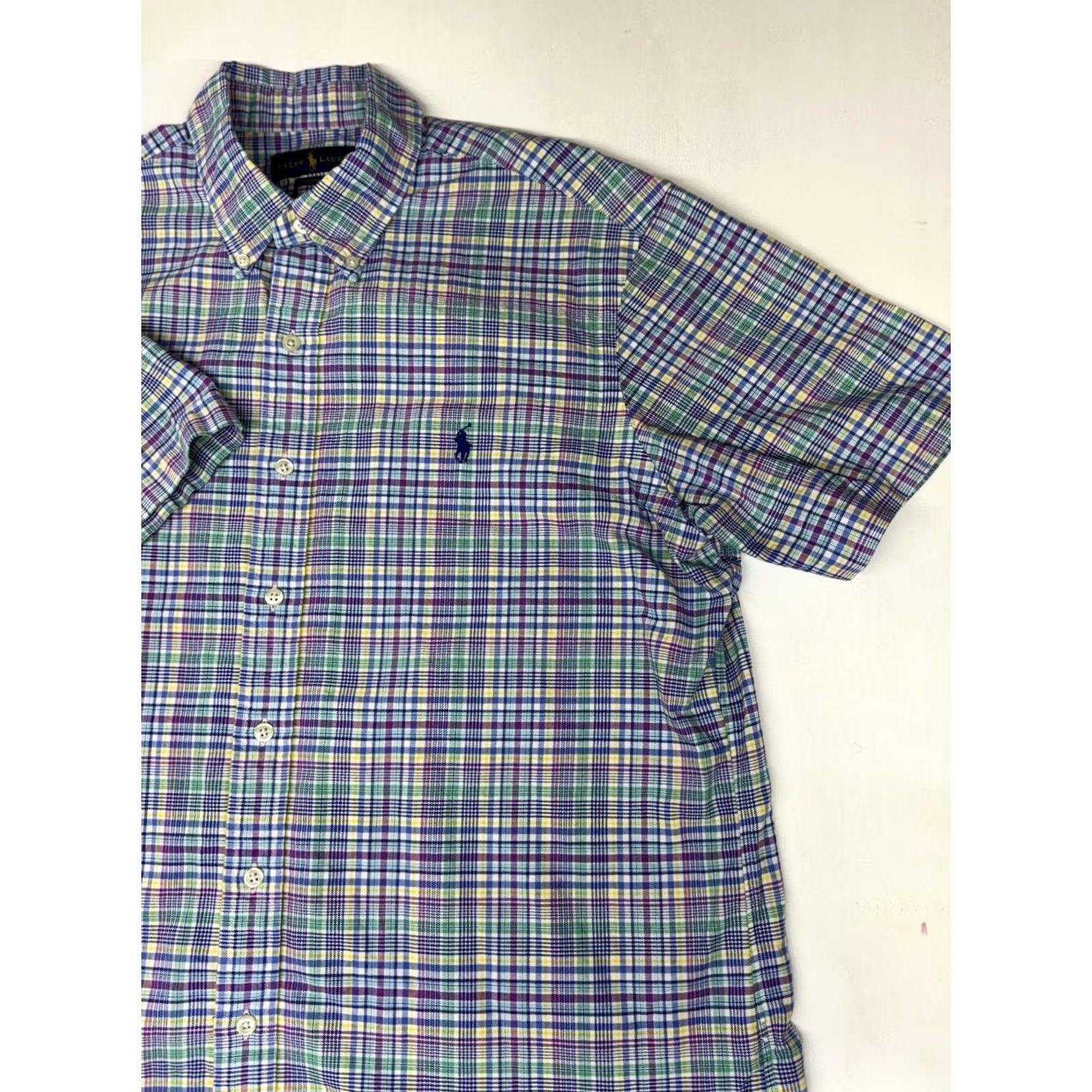 Ralph Lauren Ralph Lauren Mens Large Fit Button-Down Shirt Plaid Blue Multicolor Short Sleeve Casual Business Travel Preppy Size US L / EU 52-54 / 3 - 2 Thumbnail