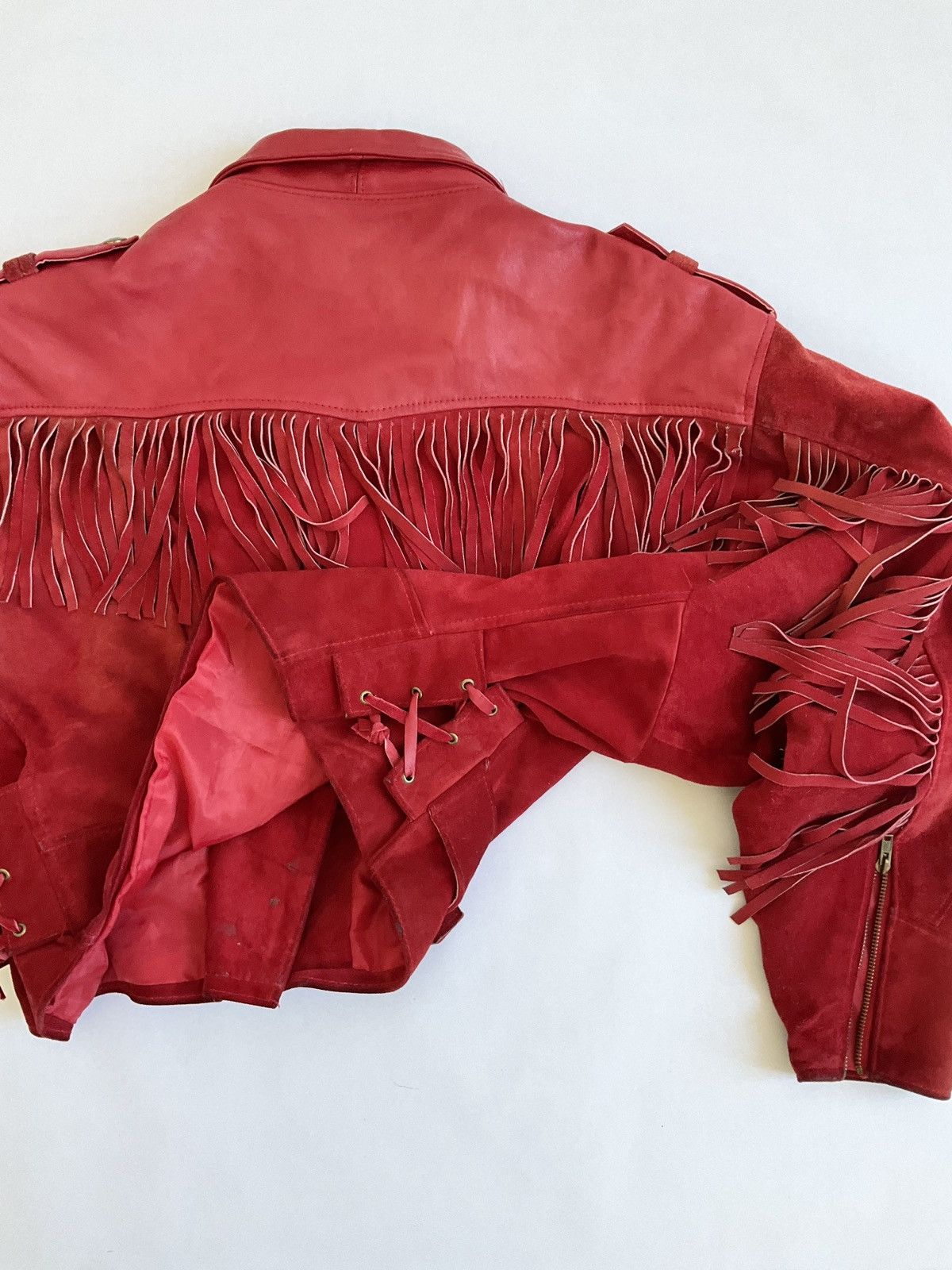 Vintage Vintage red leather jacket with bangs Size L / US 10 / IT 46 - 12 Thumbnail