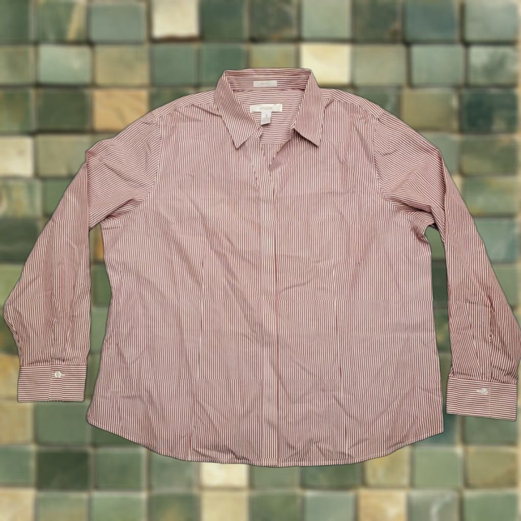 Vintage Chicos Shirt Womens XL Red Striped Casual Button-Up Long Sleeve Size XL / US 12-14 / IT 48-50 - 1 Thumbnail