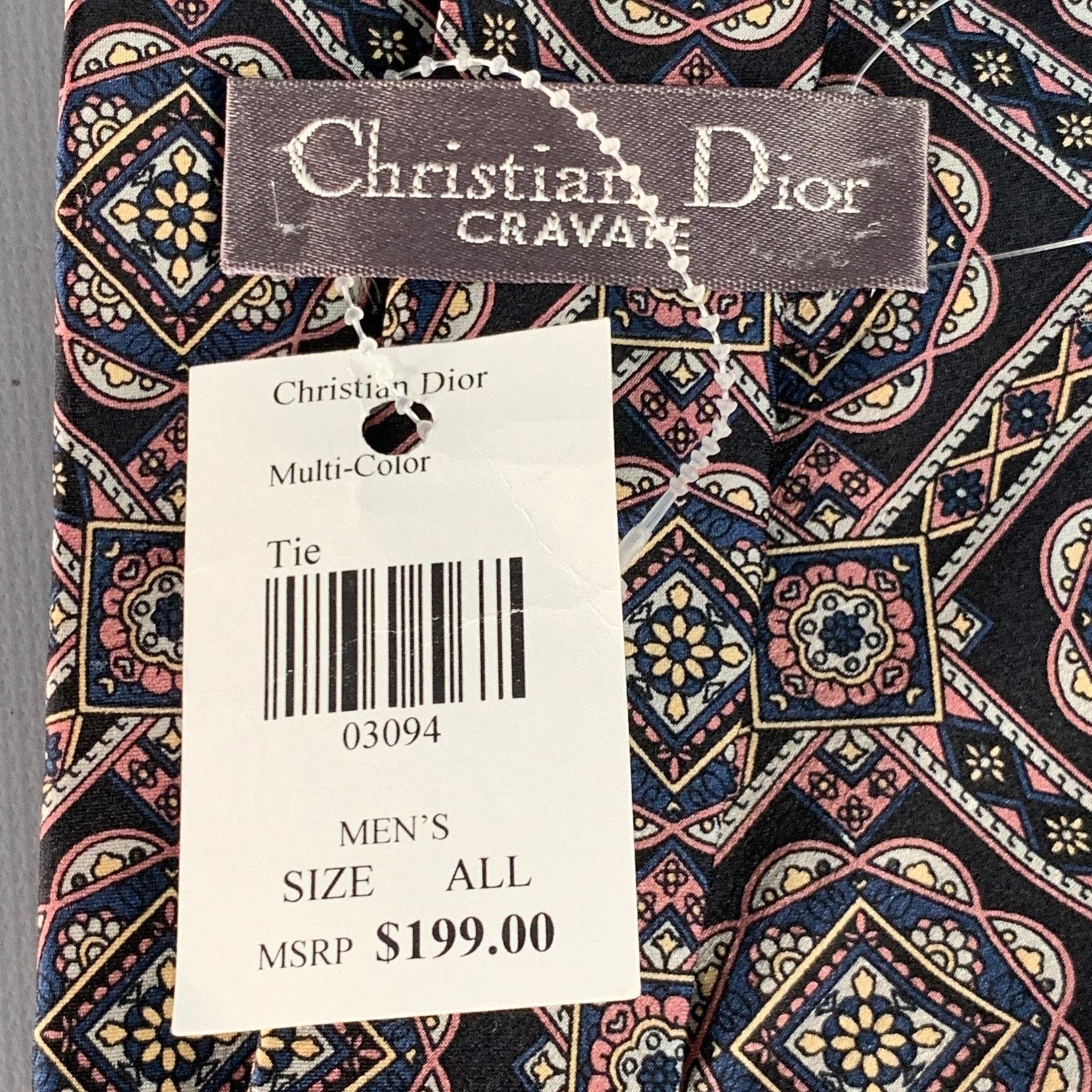 Dior CHRISTIAN DIOR Black Purple Abstract Silk Tie Size ONE SIZE - 4 Thumbnail