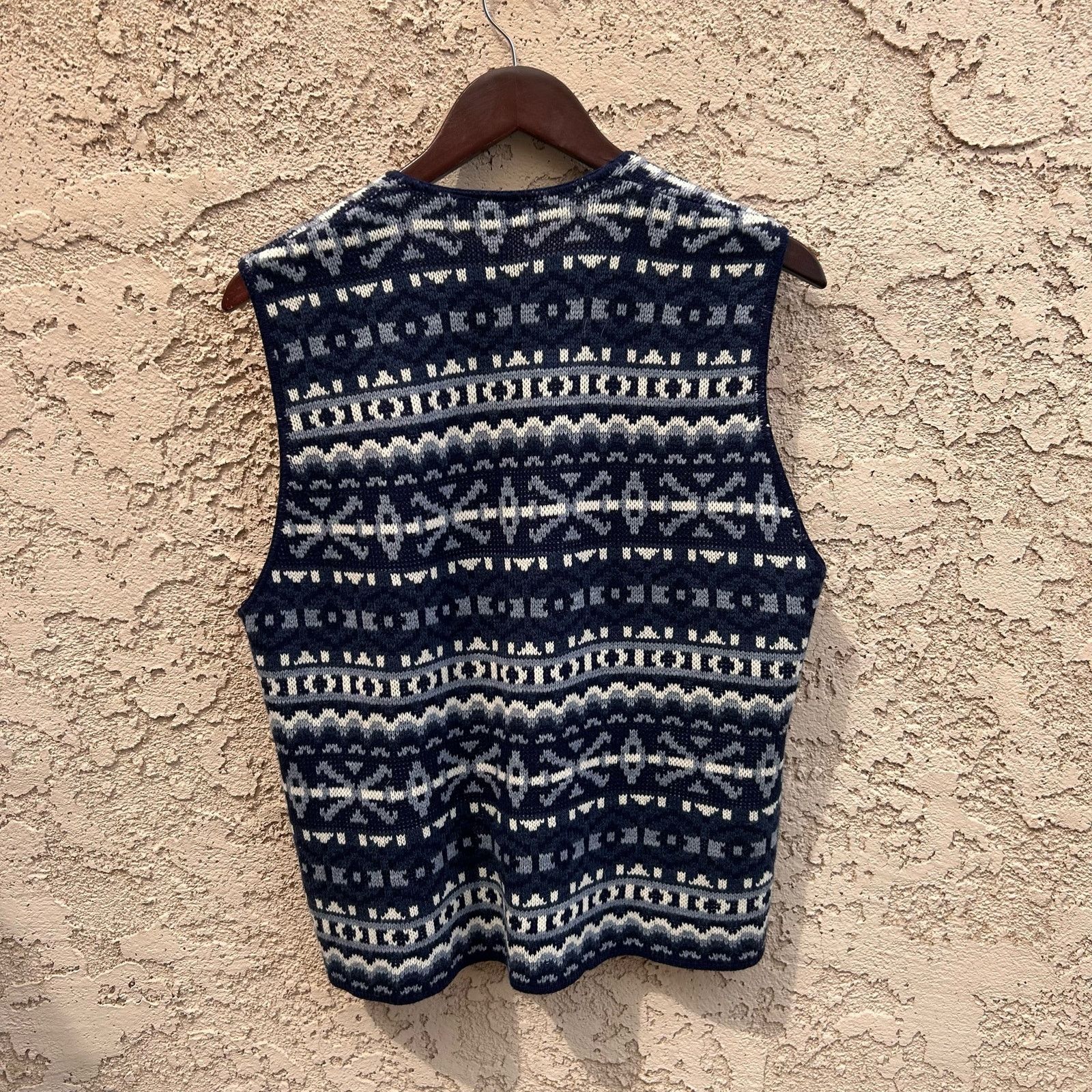 Vintage Vtg Blue Southwestern Knit Sweater Vest Size L Size L / US 10 / IT 46 - 2 Thumbnail