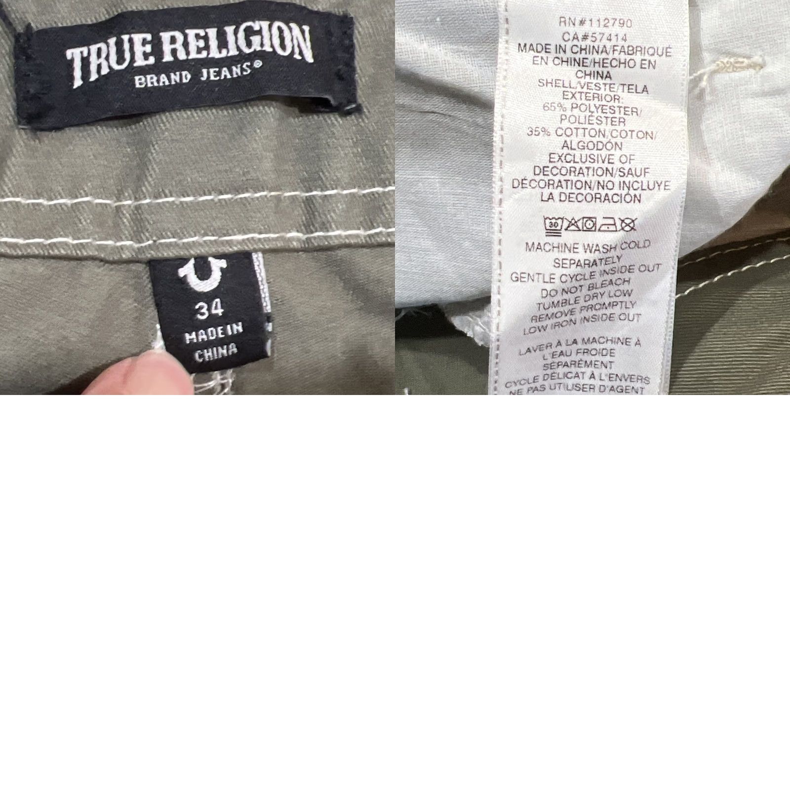 True Religion True Religion Mens Cargo Pant SN Olive Kalamata Size 34 Outline NWT PantMen MSRP69 Size US 34 / EU 50 - 10 Thumbnail