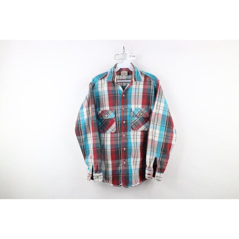 FiveBrother 90s Five Brother Mens M Distressed Heavy Flannel Size US S / EU 44-46 / 1 - 1 Thumbnail