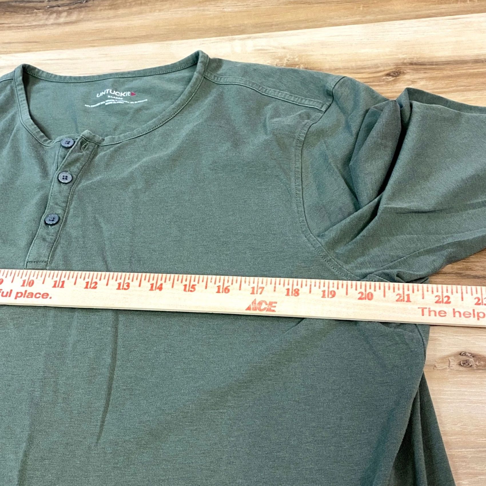 UNTUCKit UNTUCKit Henley Shirt Mens XL Olive Green Cotton Tencel Stretch Buttoned Placket Long Sleeve Untucked Casual Workwear Layer Size US XL / EU 56 / 4 - 5 Thumbnail