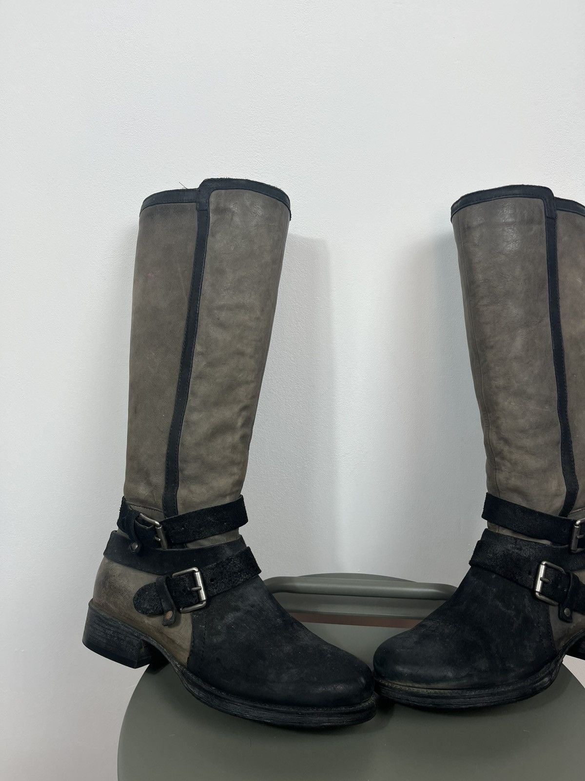 Other Women’s Leather Knee High Biker Boots Buckle Brown 40 US 9 Size US 9 / IT 39 - 3 Thumbnail