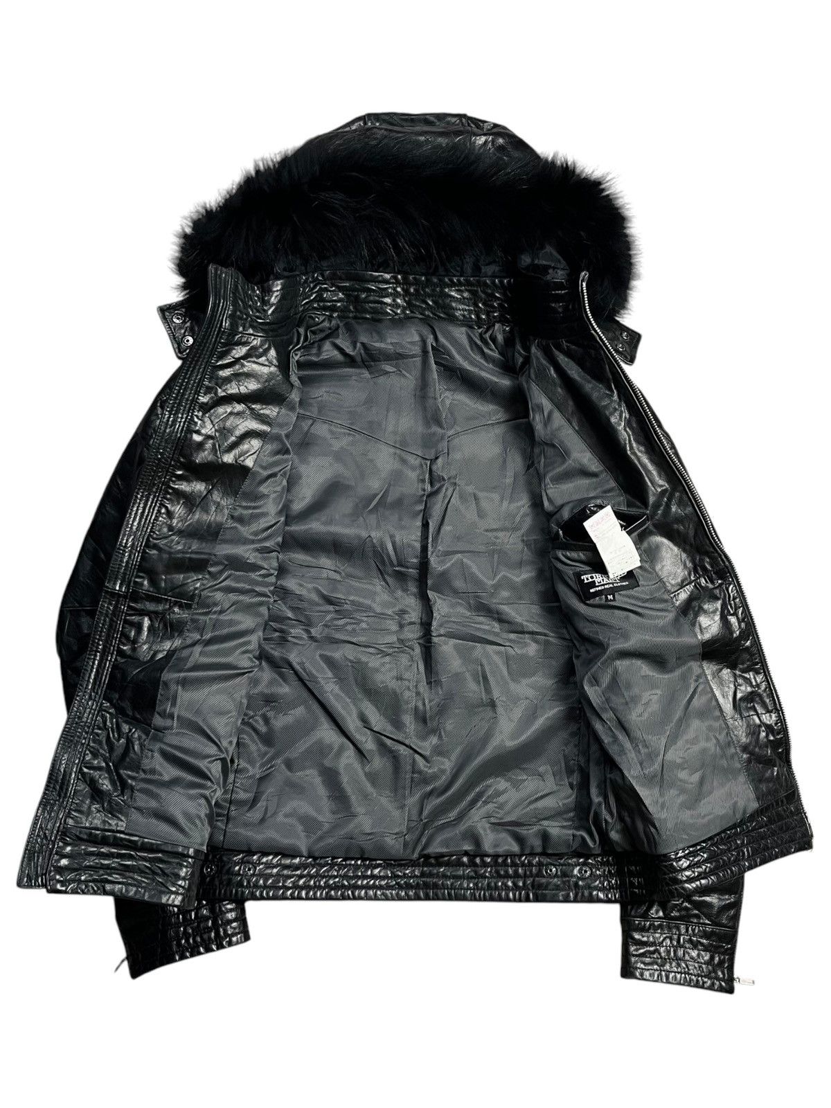 2000s Tornado Mart - Vkei Style Fur Hoodie Leather Jacket