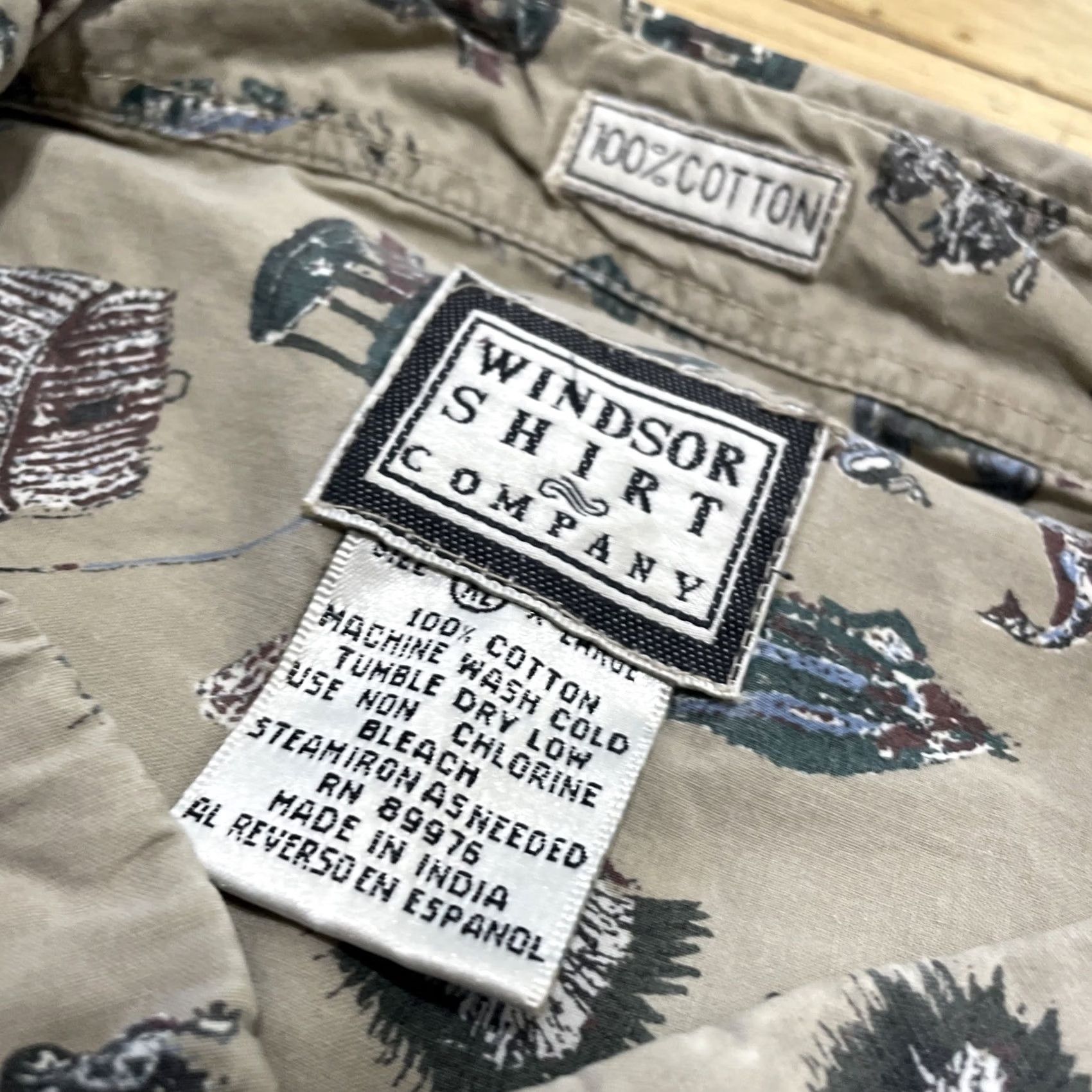 Vintage Windsor Shirt Company vtg 90s Graphic Button Shirt Men XL Fly fishing Reels Tack Print Shirt Size US XL / EU 56 / 4 - 7 Thumbnail