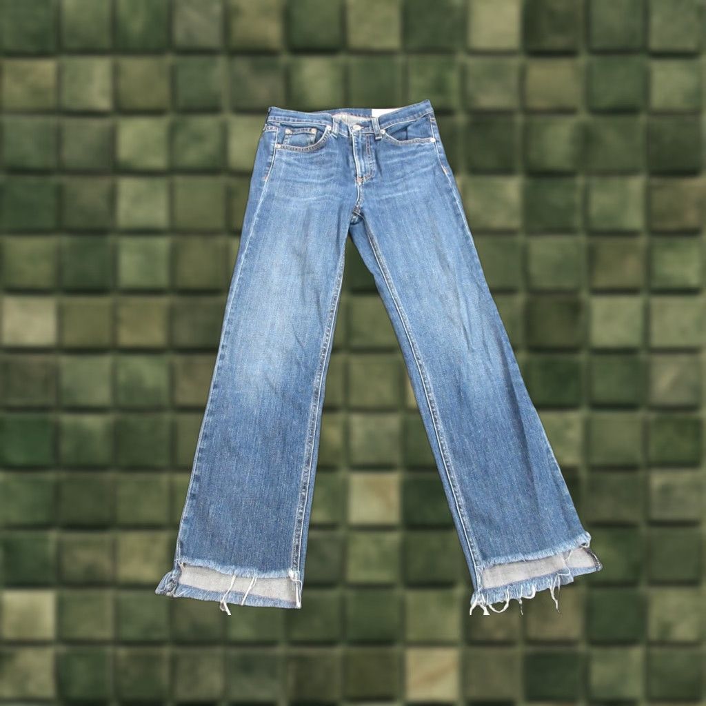 RAG BONE Womens Jeans 25 Ryan Straight Leg Distressed Blue Denim