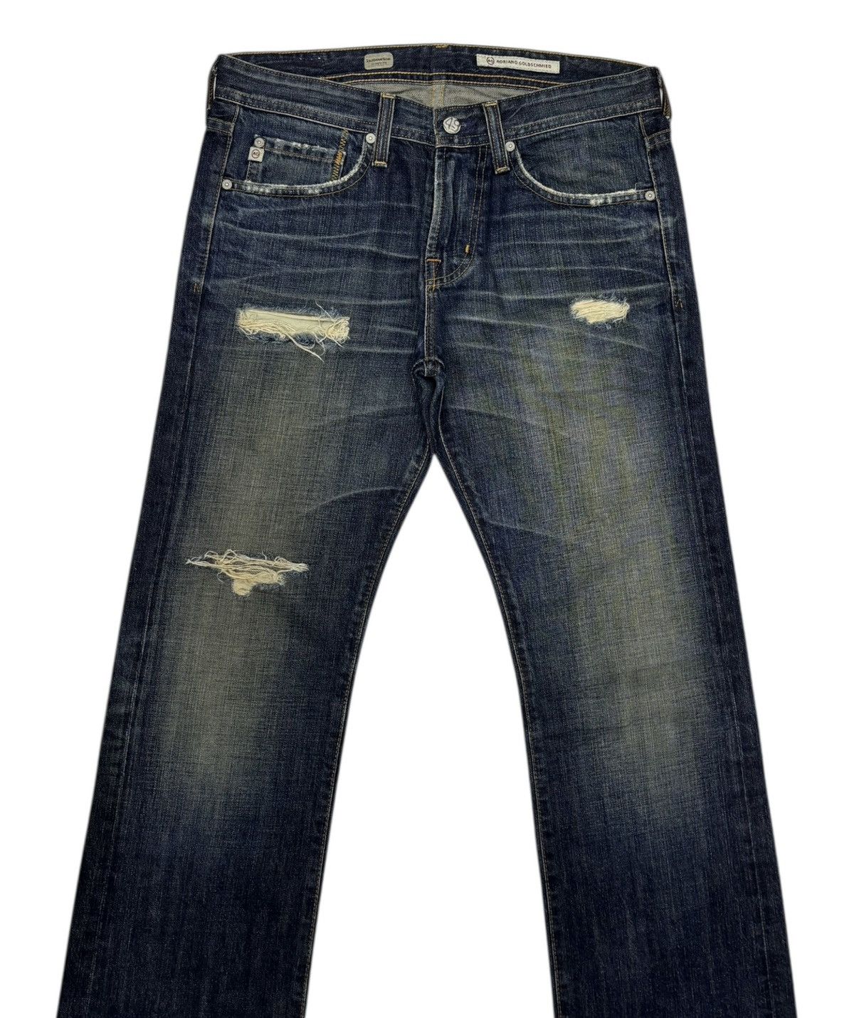 If Six Was Nine × Isamu Katayama Backlash OG🔥ADRIANO GOLDSCHMIED STRAIGHT LEG DISTRESSED DENIM JEANS Size US 32 / EU 48 - 5 Thumbnail