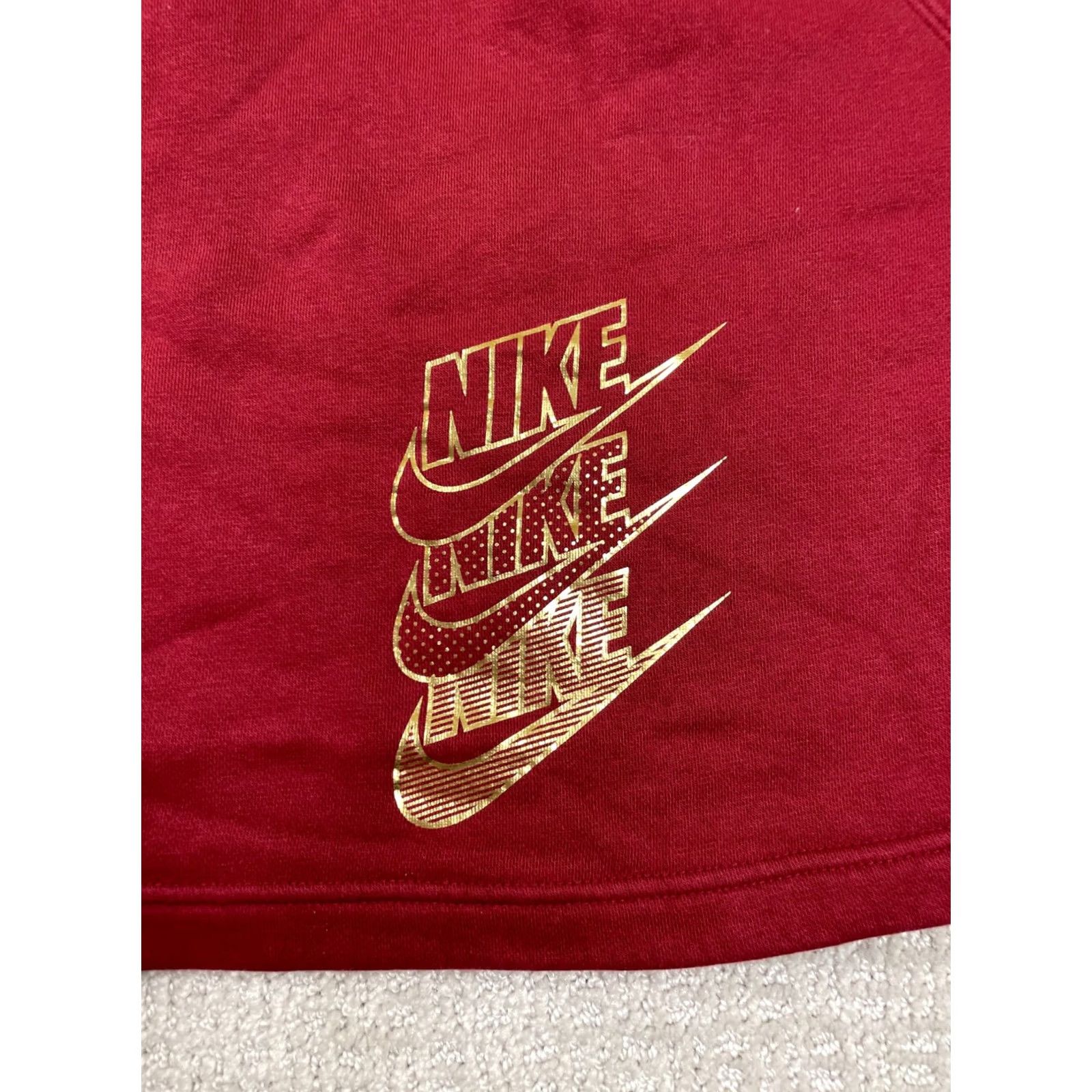 Nike Nike Sportswear Top Sweatshirt Womens Medium Shine Funnel Neck Half Zip Fleece BV4990-677 Red Long Sleeve Logo Pullover Size M / US 6-8 / IT 42-44 - 7 Thumbnail