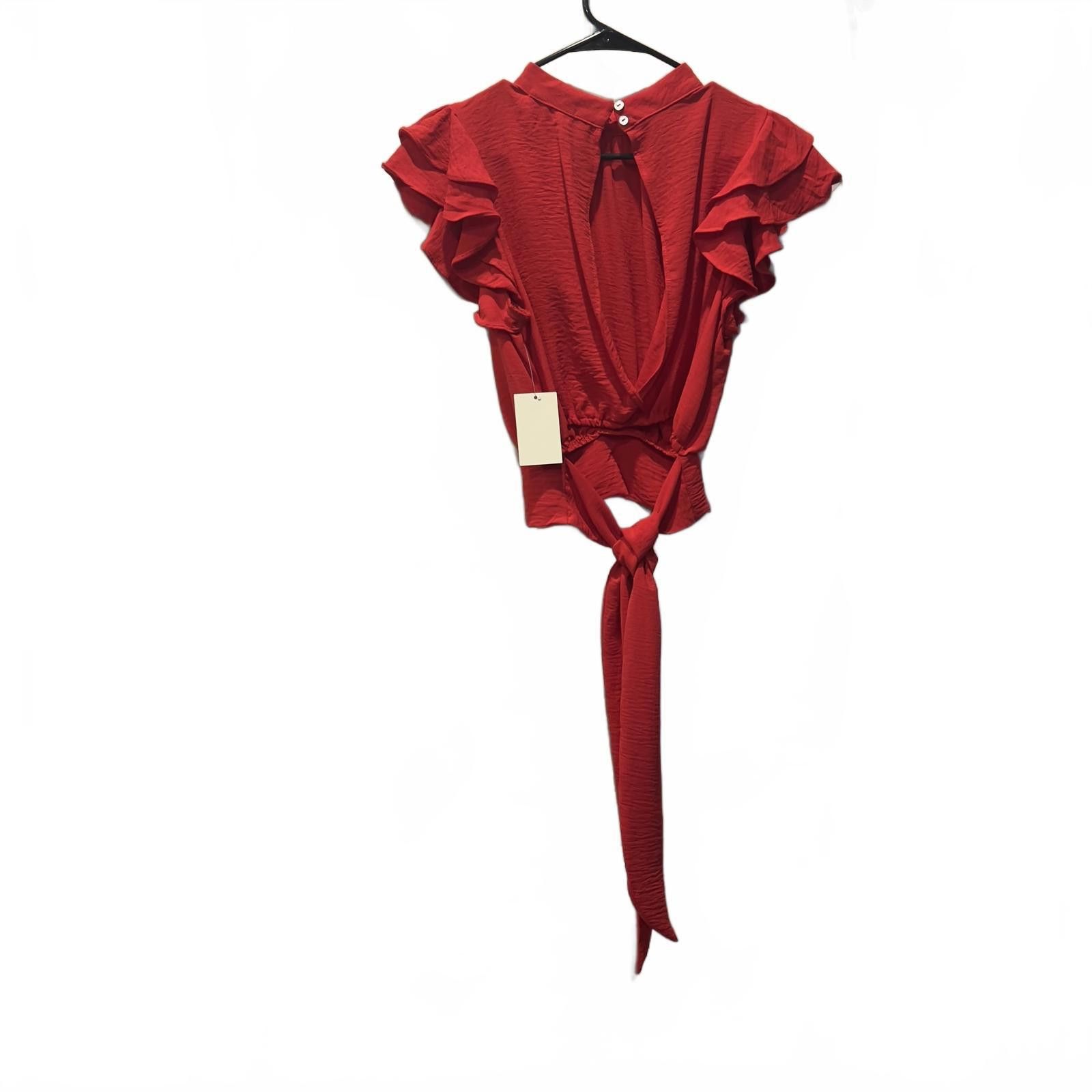 Other Pie In The Sky Elegant Red Ruffled Sleeve Women's Top Size M / US 6-8 / IT 42-44 - 4 Thumbnail