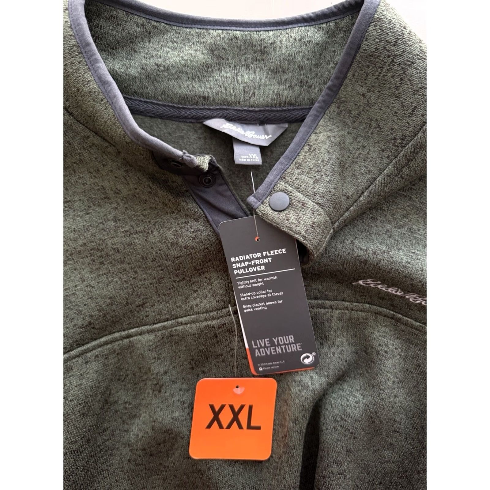 Eddie Bauer VINTAGE: No — NWT Eddie Bauer Men’s 2XL Green Radiator Fleece Pullover Snap Sweater Outdoor Shirt Hoodie? Size US XXL / EU 58 / 5 - 3 Thumbnail