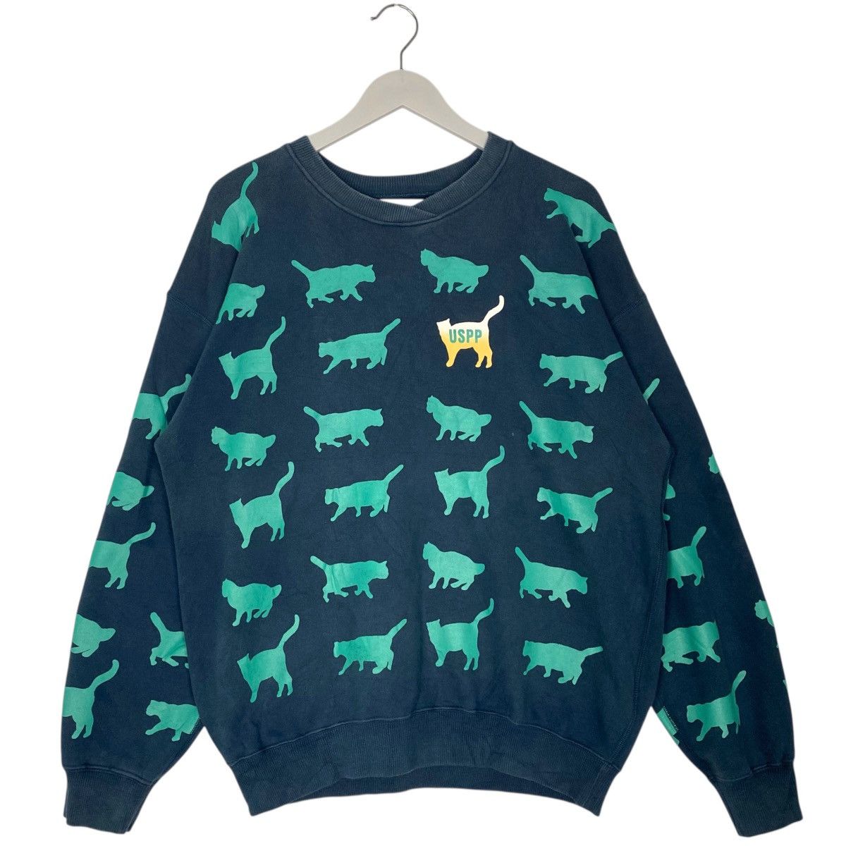 Vintage Vintage Ussp Cat Crewneck Sweatshirt Green Pullover Size M Size US M / EU 48-50 / 2 - 1 Thumbnail