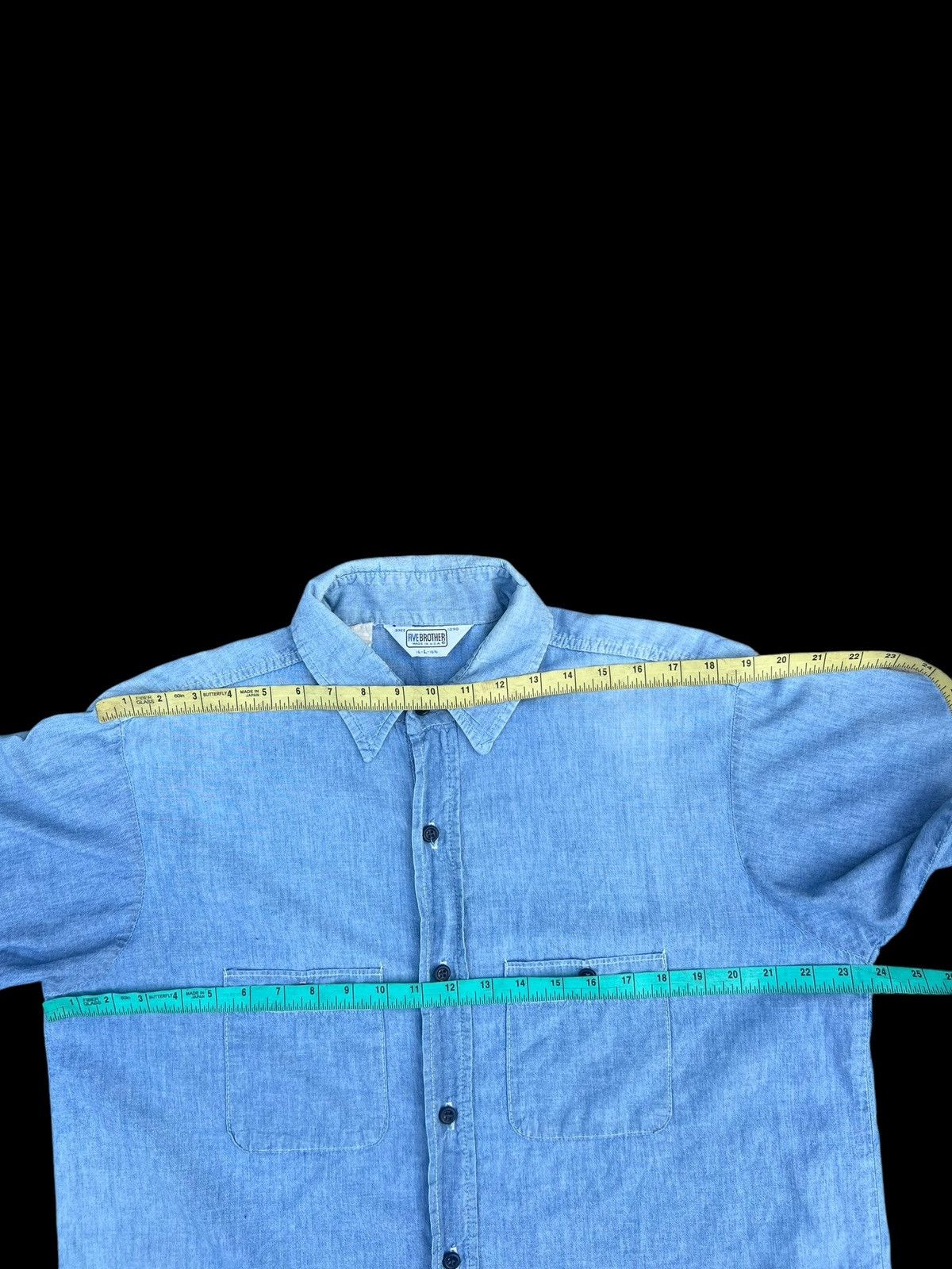 FiveBrother Vintage 60s 70s Five Brother Sun Fade Muddy Chambray Shirt Size US L / EU 52-54 / 3 - 2 Thumbnail