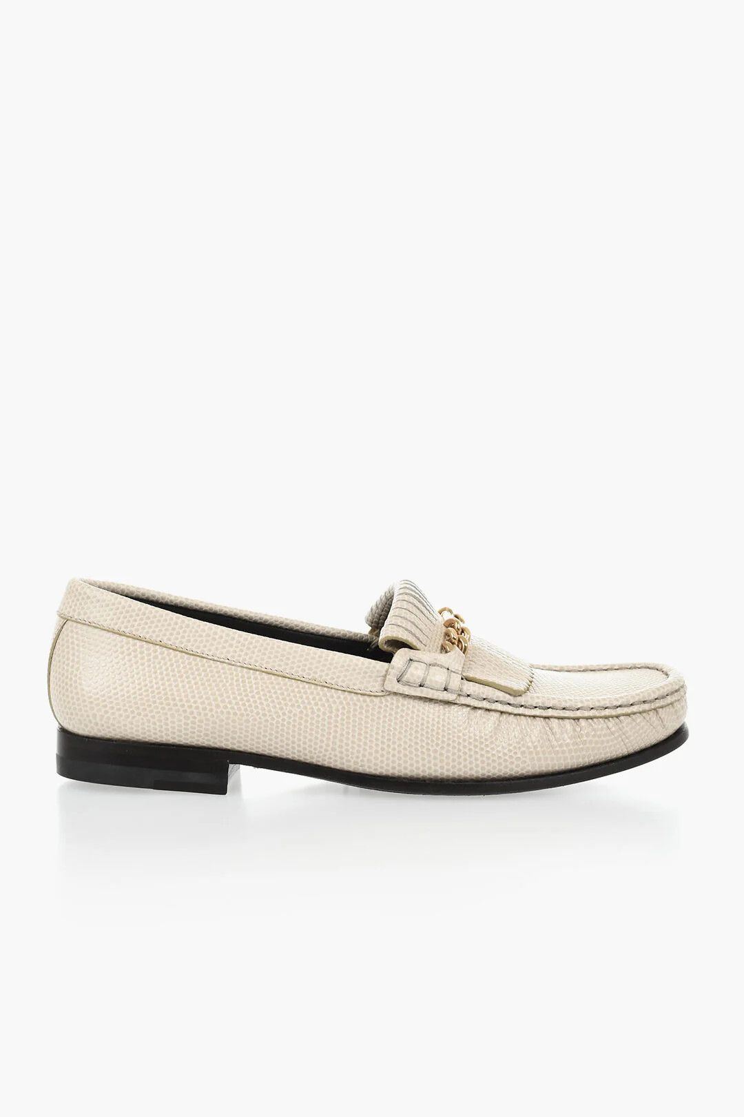 Celine og1mm0326 Embossed Snake-Effect Leather Loafers in Beige Size US 6.5 / IT 36.5 - 1 Thumbnail