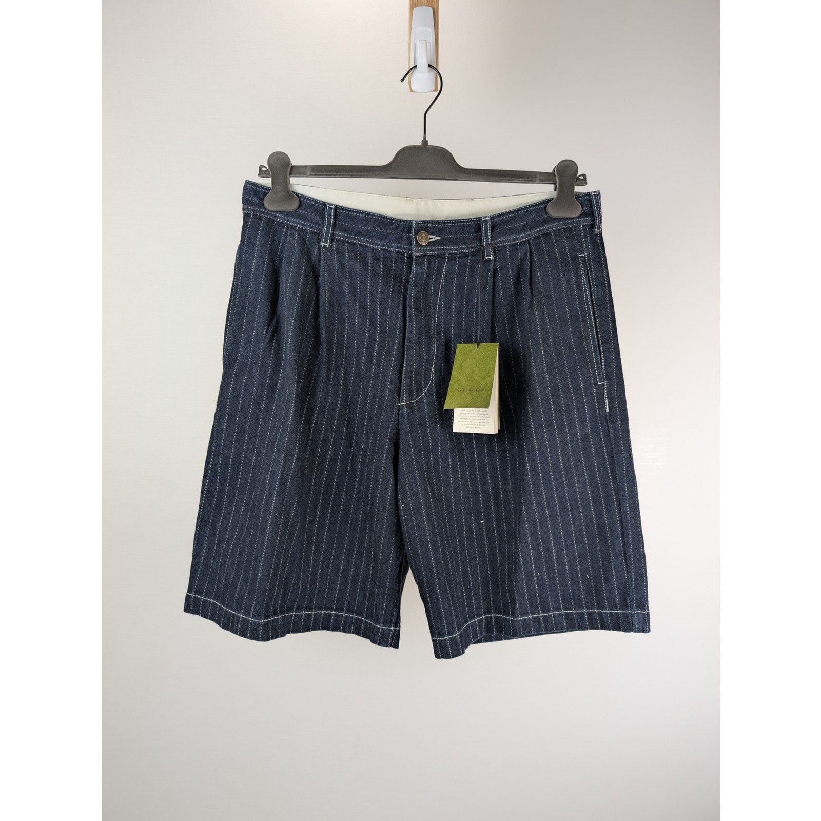 Gucci o1rshd1 Bermuda Eco Washed Striped Cotton Short in Dark Blue Size US 34 / EU 50 - 7 Thumbnail