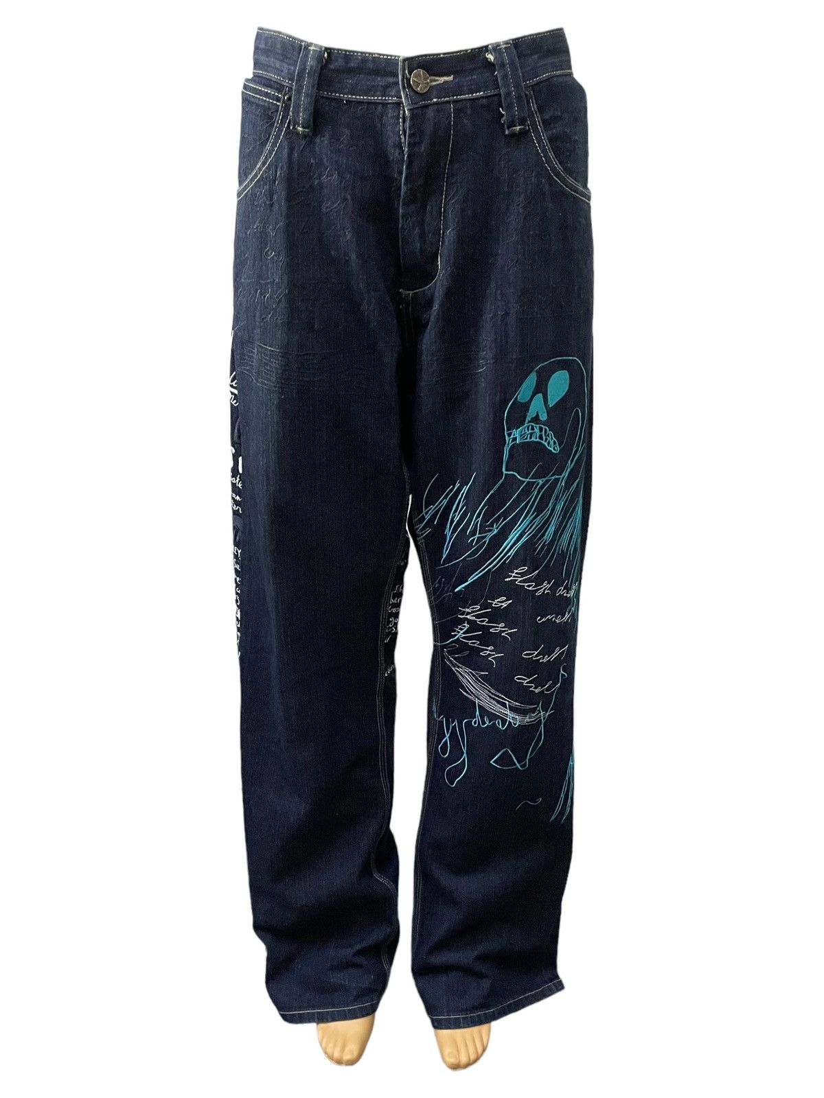 Japanese Brand Artful Dodger Jesse Pinkman Embroidered Poems Baggy Jeans Size US 34 / EU 50 - 7 Thumbnail
