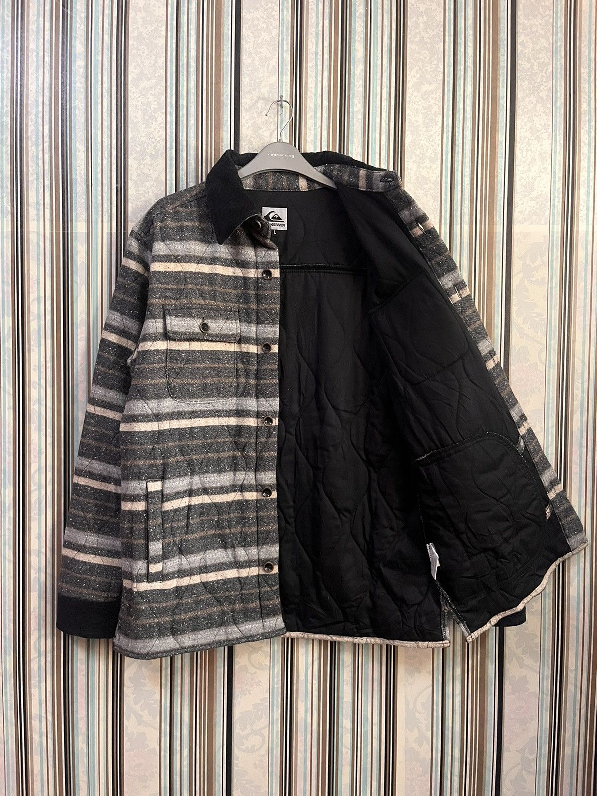 Quiksilver quilted multicolor corduroy fleece heavy down #D1 Size US L / EU 52-54 / 3 - 3 Thumbnail