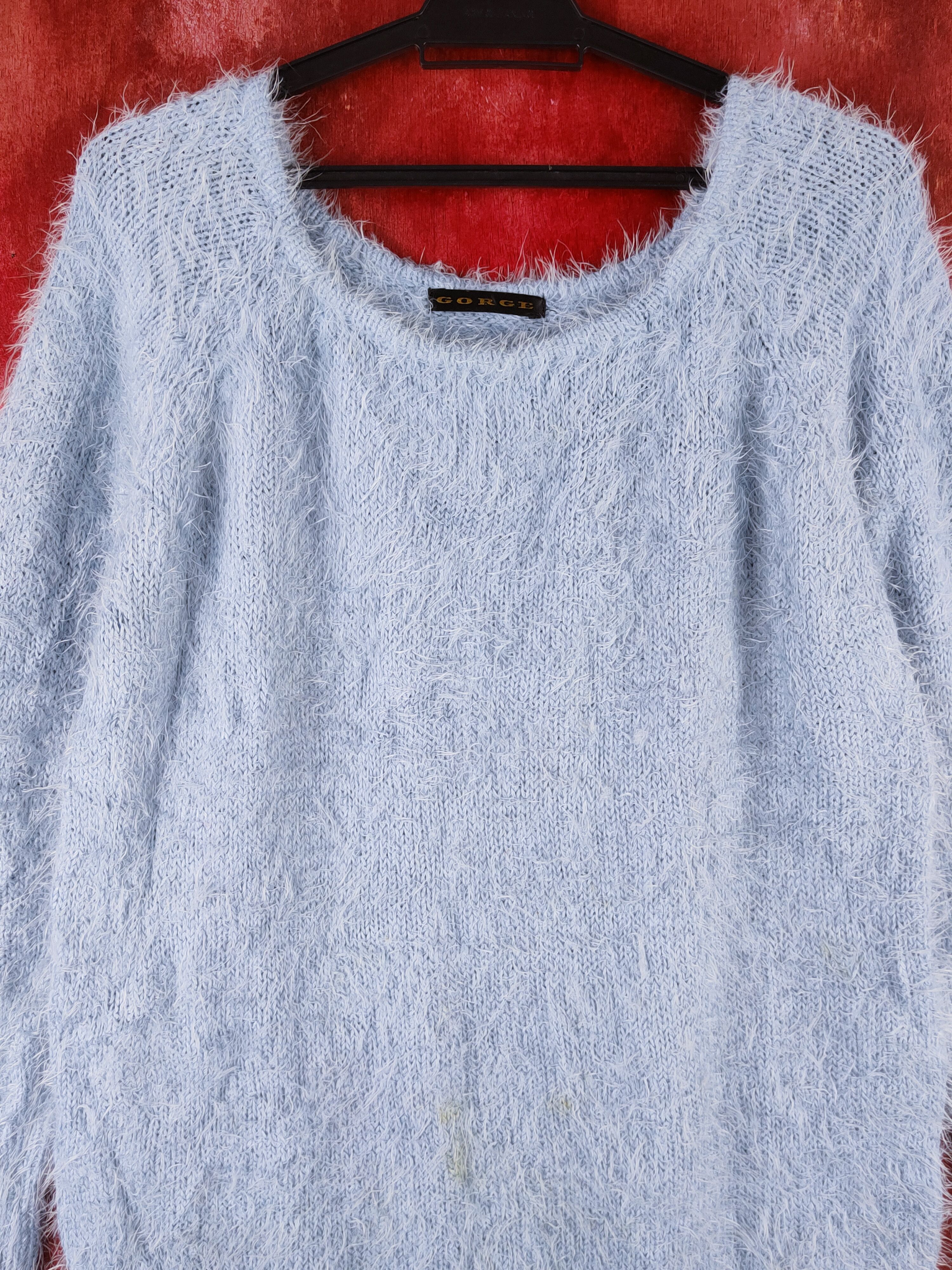 Japanese Brand Gorge Blue Shag Shaggy Fur Mohair Knitwear #S1928 Size M / US 6-8 / IT 42-44 - 2 Thumbnail
