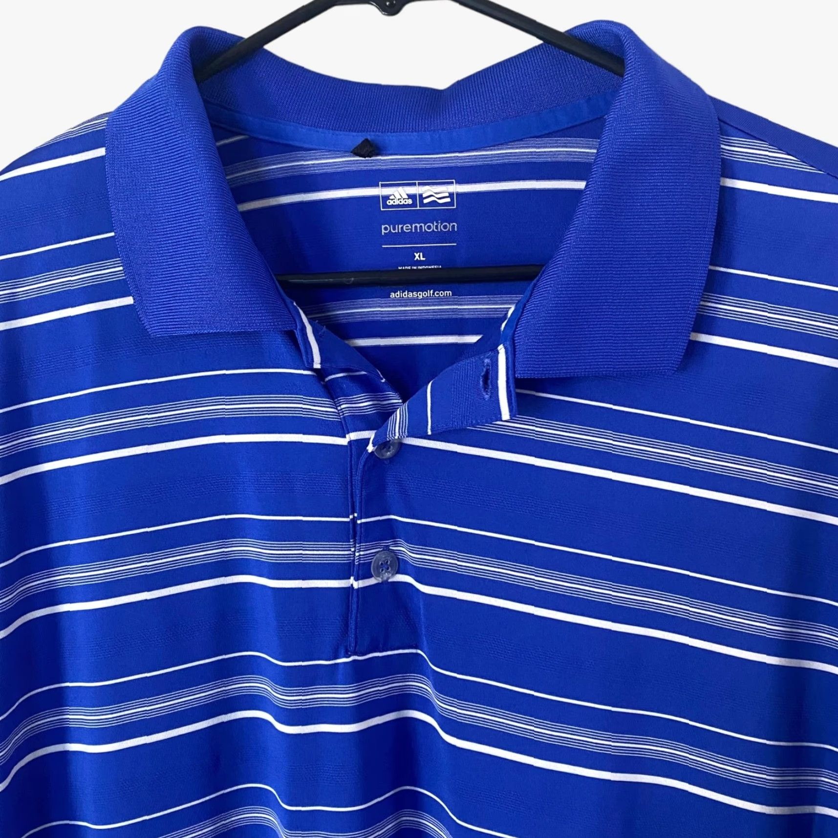 Adidas Adidas Puremotion Polo Golf Shirt Men XL Blue Stripe Stretch Athletic Wear Size US XL / EU 56 / 4 - 5 Thumbnail