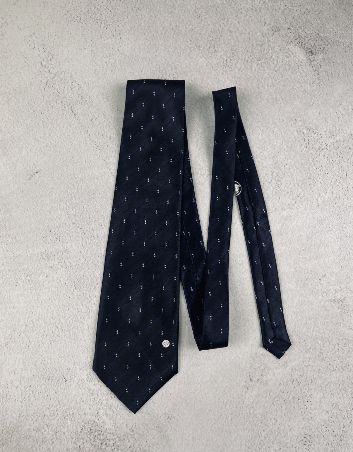 Versace Versace Classic V2 Silk Tie Navy Blue Striped Pattern Hand Size ONE SIZE - 3 Thumbnail