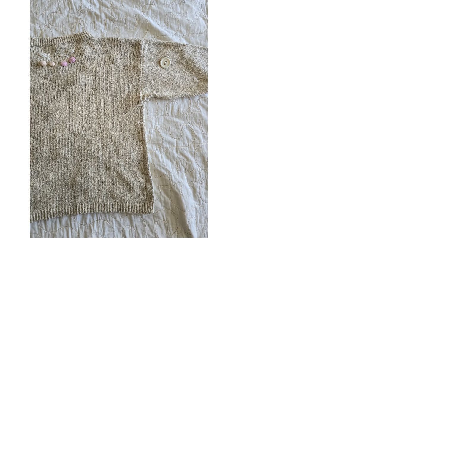 Vintage VINTAGE CHAUS Cottagecore Sweater Womens Medium Large Beige 1980s 90s Fairycore Arts & Crafts Cotton Blend Size M / US 6-8 / IT 42-44 - 9 Thumbnail