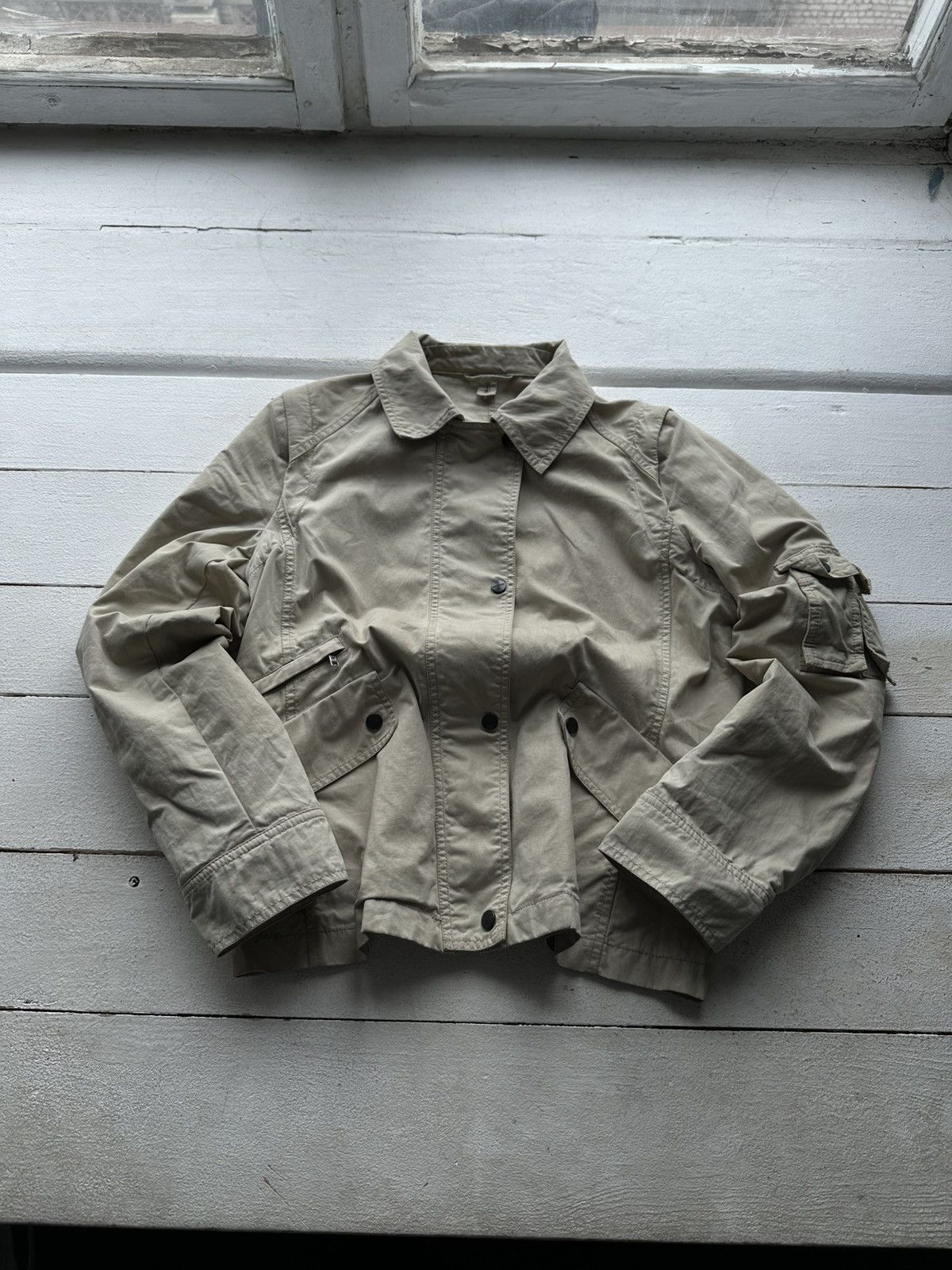 Max Mara × Weekend Max Mara 🚨RARE Max Mara Weekend Jacket beige distress luxury Size M / US 6-8 / IT 42-44 - 1 Thumbnail