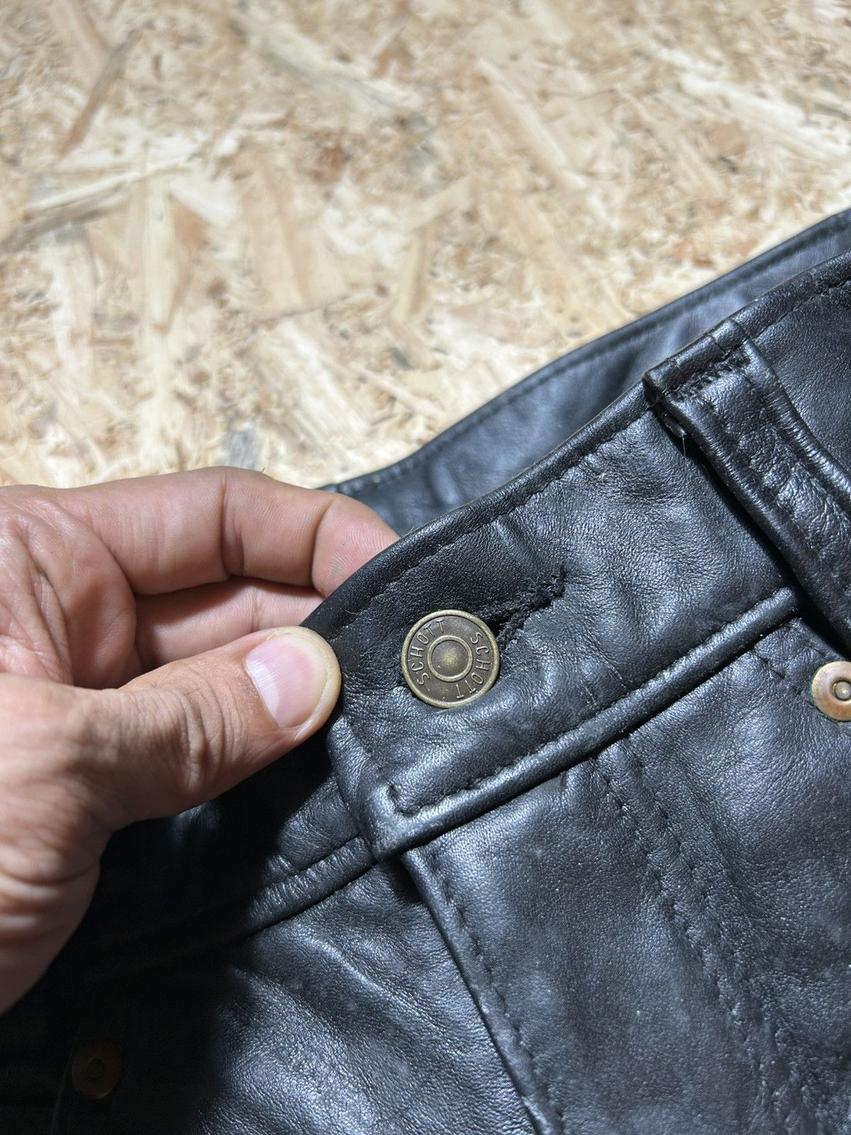 Schott Schott Perfecto Black Leather Pants Size US 31 - 3 Thumbnail