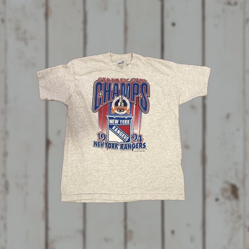 Salem Sportswear VINTAGE Salem Sportswear New York Rangers 1994 NHL Stanley Cup Champs T-Shirt XL Mens Gray Crew Neck Short Sleeve Graphic Print 90s USA Size US XL / EU 56 / 4 - 1 Thumbnail