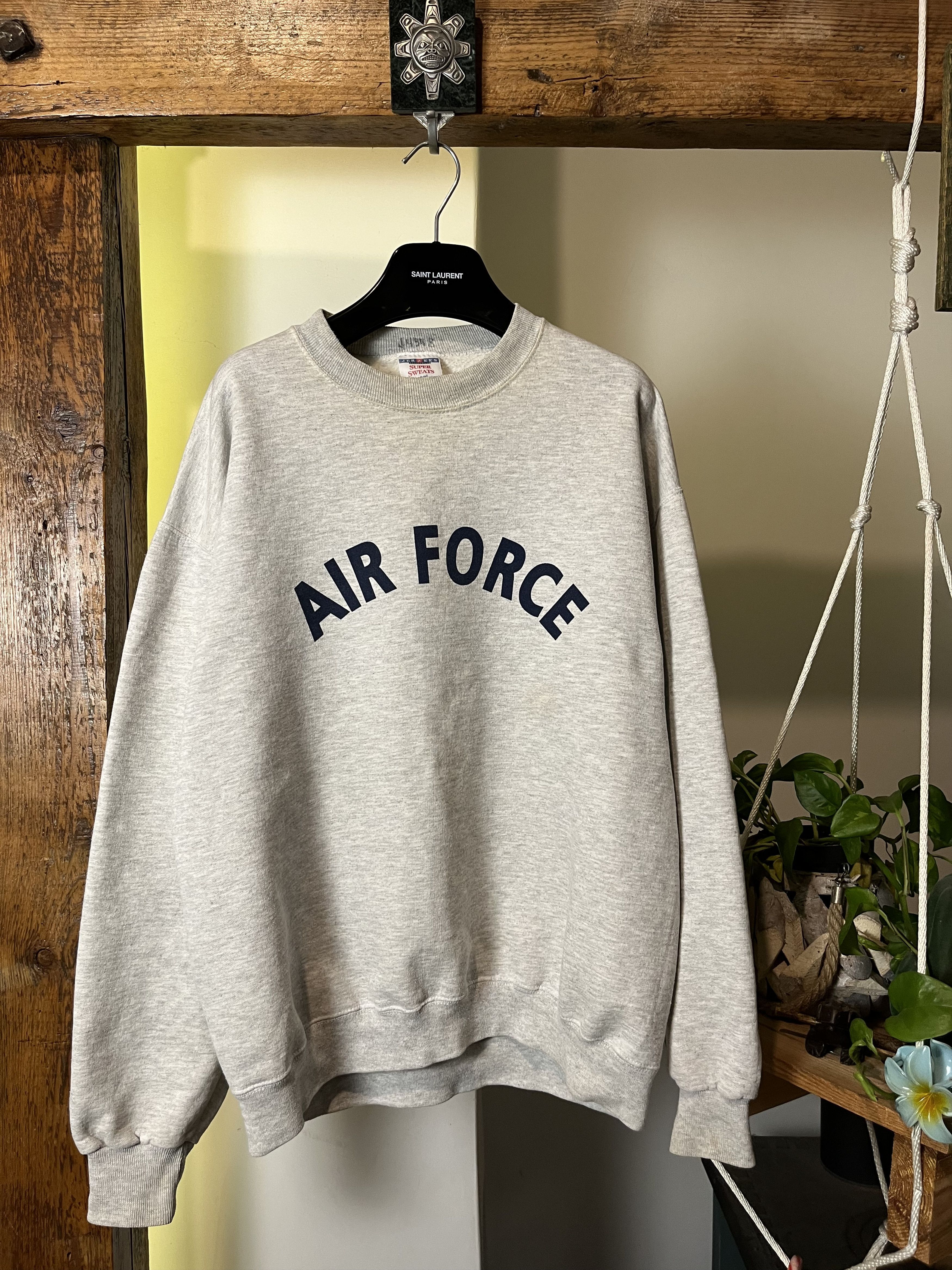 Vintage 90s Vintage Air Force Washed Jerzees Crewneck Sweatshirt Size US L / EU 52-54 / 3 - 1 Thumbnail