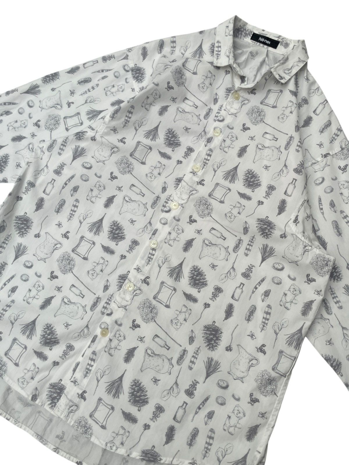 Issey Miyake × Japanese Brand × Ne-Net Vintage Ne-net Plants AOP Button-Up Long Sleeve Shirt Size US M / EU 48-50 / 2 - 3 Thumbnail