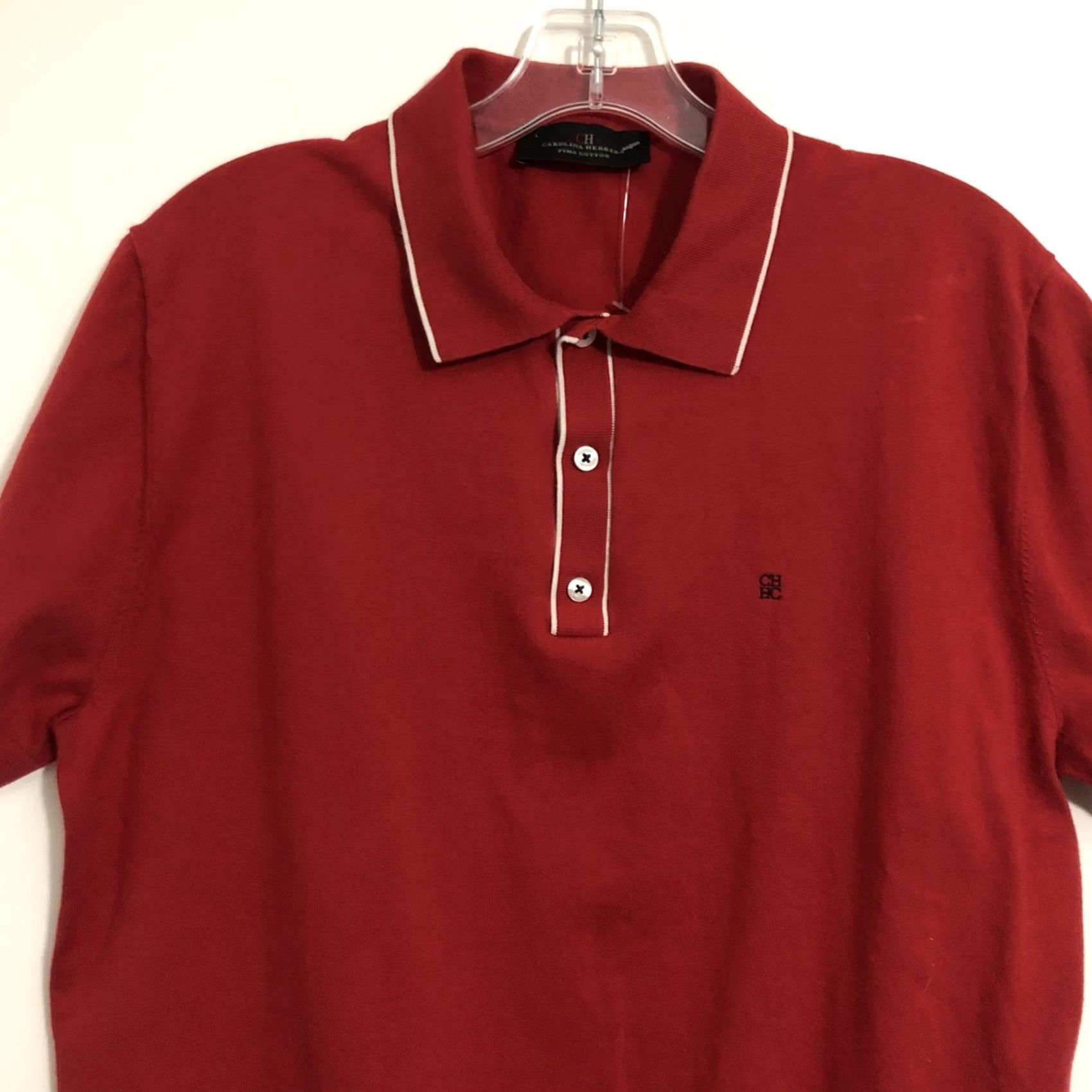 Carolina Herrera CH Carolina Herrera Red Polo Shirt Men L 100% Cotton Short Sleeve Shirt Polo Classic Casual Mens Size US L / EU 52-54 / 3 - 2 Thumbnail