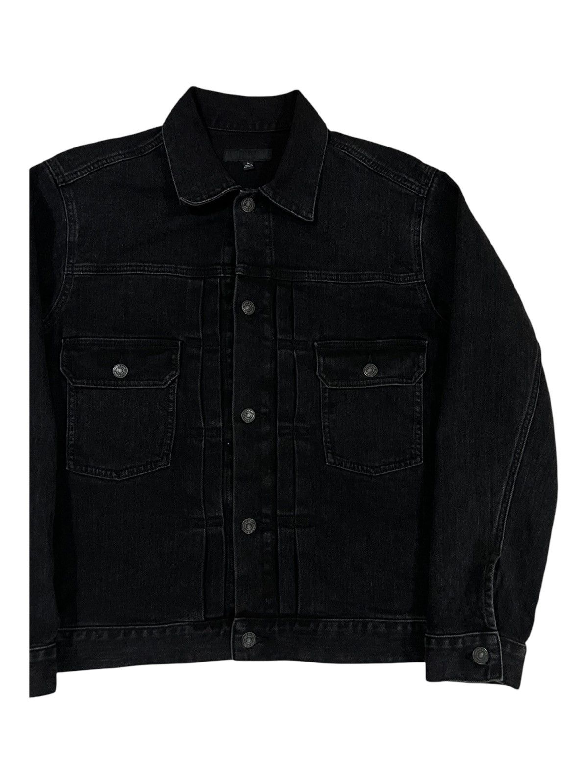 Indigo × Japanese Brand × Uniqlo LVC Style Type II Super Black Pleated Denim Jacket Uniqlo Size US M / EU 48-50 / 2 - 5 Thumbnail