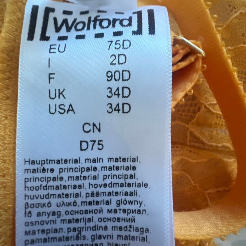 Wolford NWT Wolford Magnolia Lace Push-Up Demi Bra Mango Yellow 75D / 34D Size ONE SIZE - 10 Thumbnail