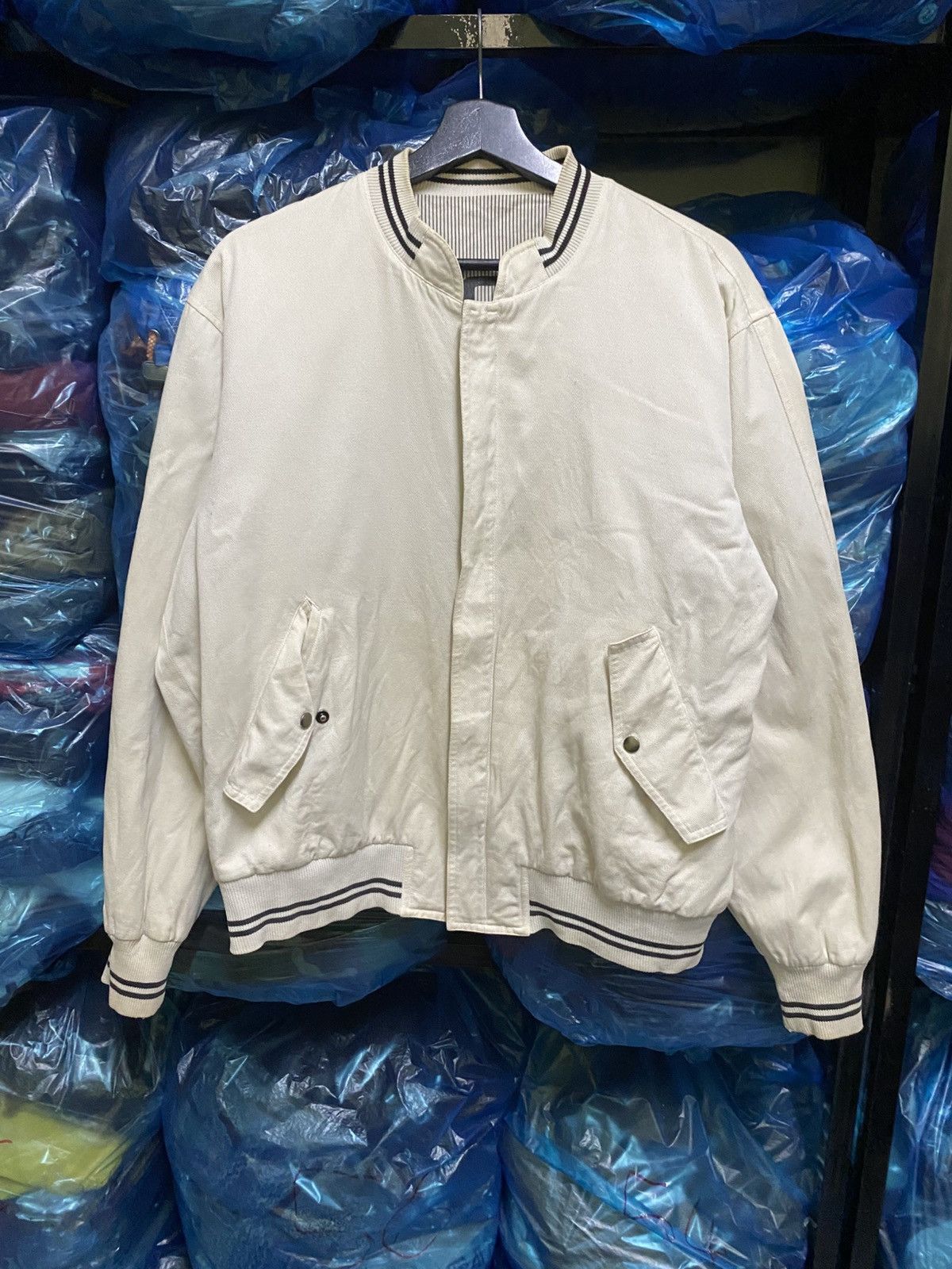 Japanese Brand Imperial RAIKA White Varsity Bomber Jacket BLACKPIA Size US L / EU 52-54 / 3 - 2 Thumbnail