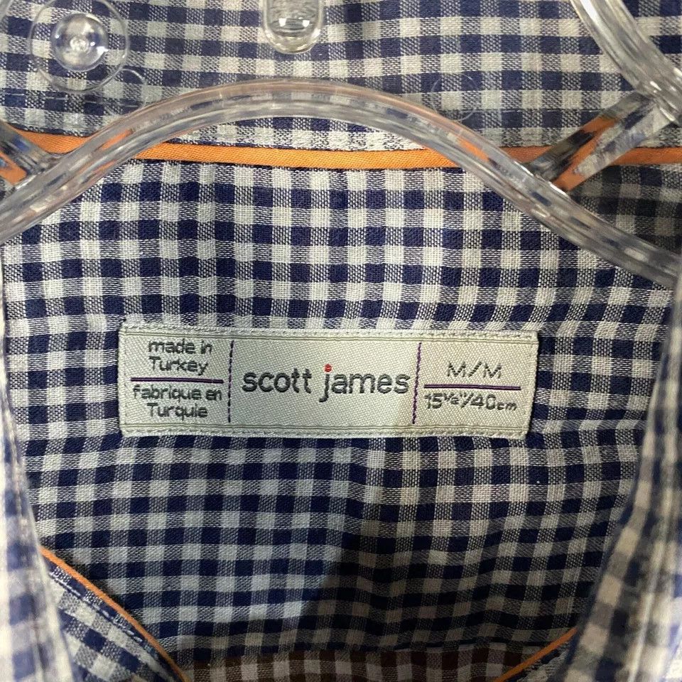 Other Scott James Shirt Men's Medium Gingham Button Up 15.5 Cotton Size US M / EU 48-50 / 2 - 3 Thumbnail
