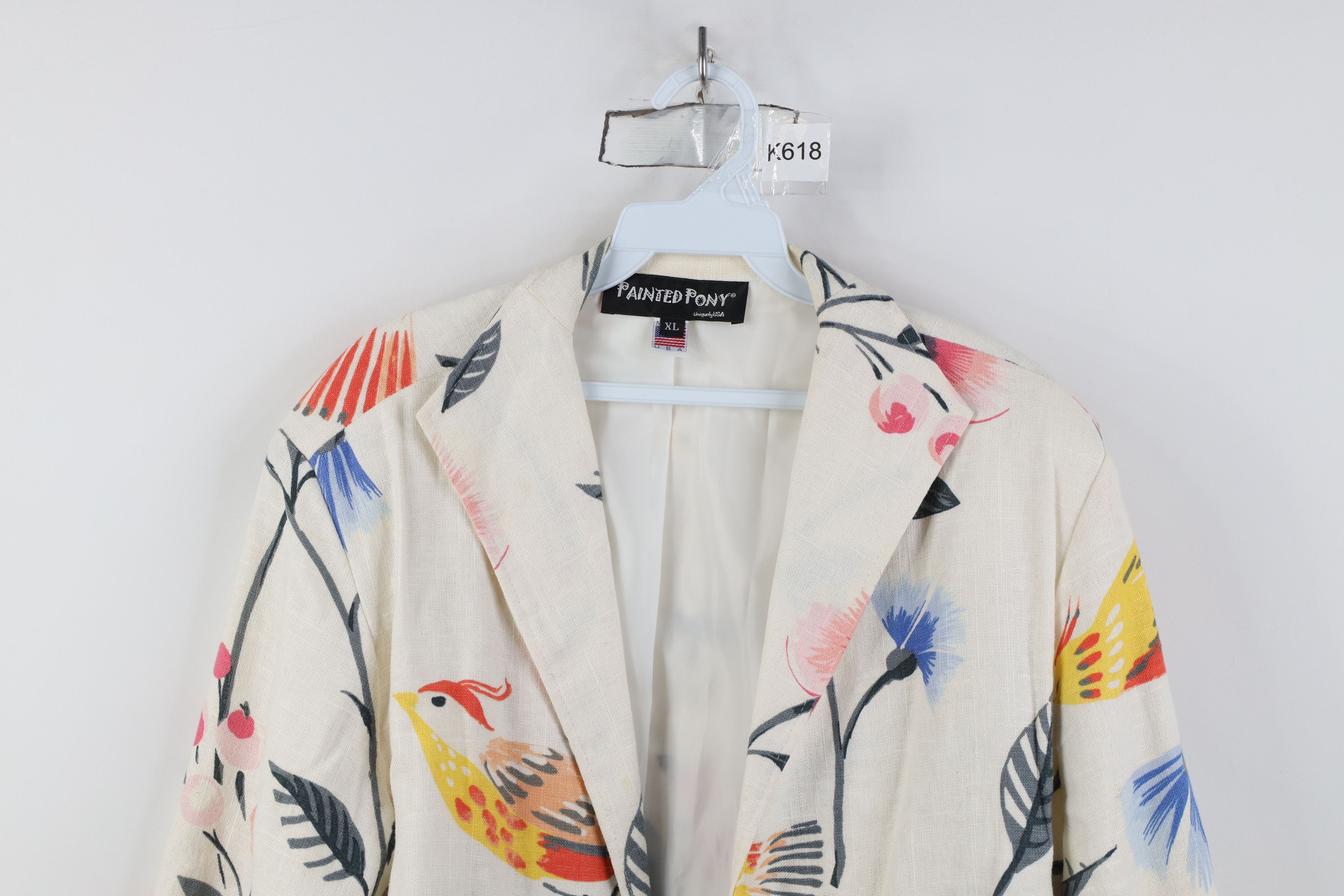 Vintage Vintage 90s Painted Pony Bird Open Front Blazer Jacket USA Size XL / US 12-14 / IT 48-50 - 2 Thumbnail