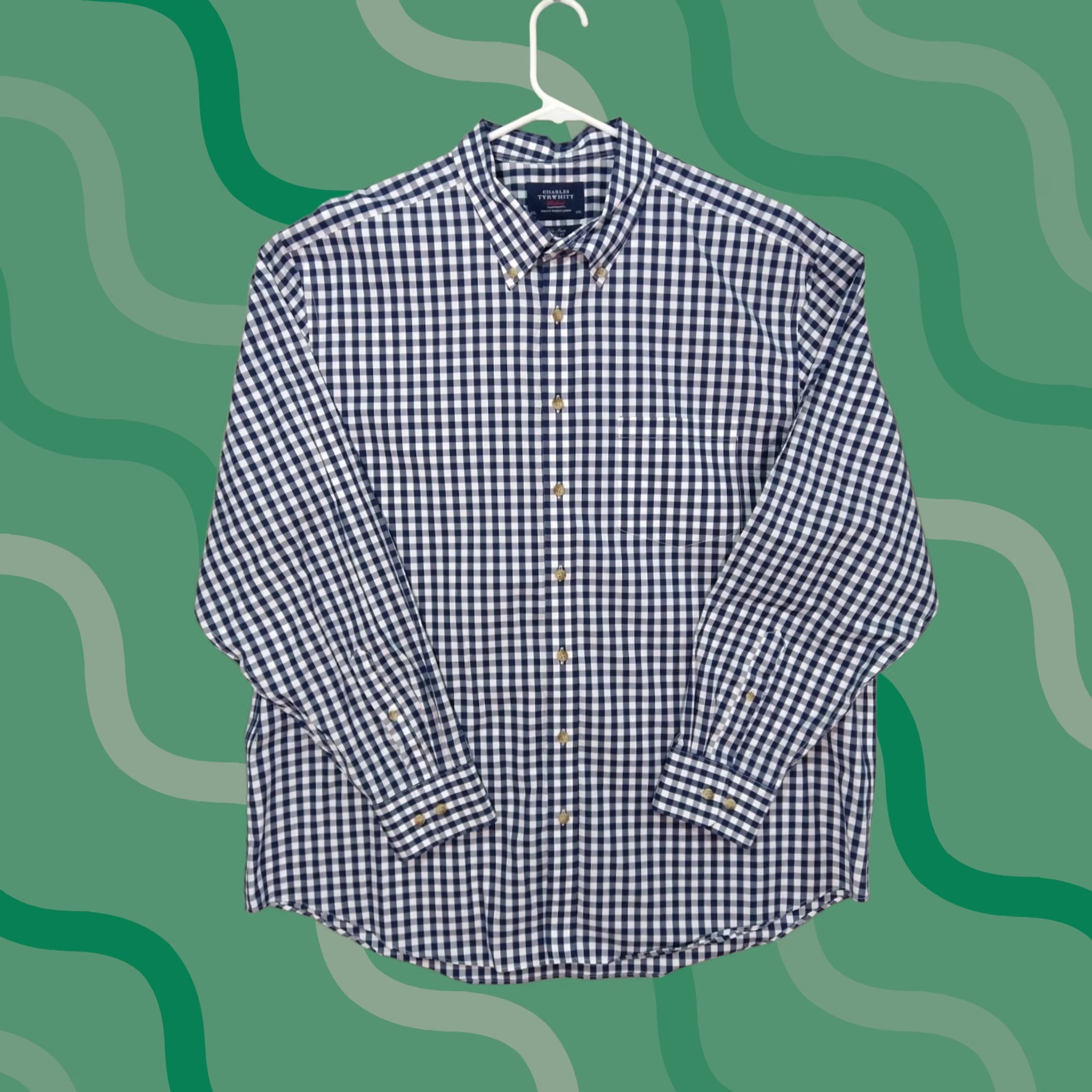 Charles Tyrwhitt Charles Tyrwhitt Shirt Blue Plaid Non Iron Classic Fit Long Sleeve Mens 2XL Size US XXL / EU 58 / 5 - 1 Thumbnail