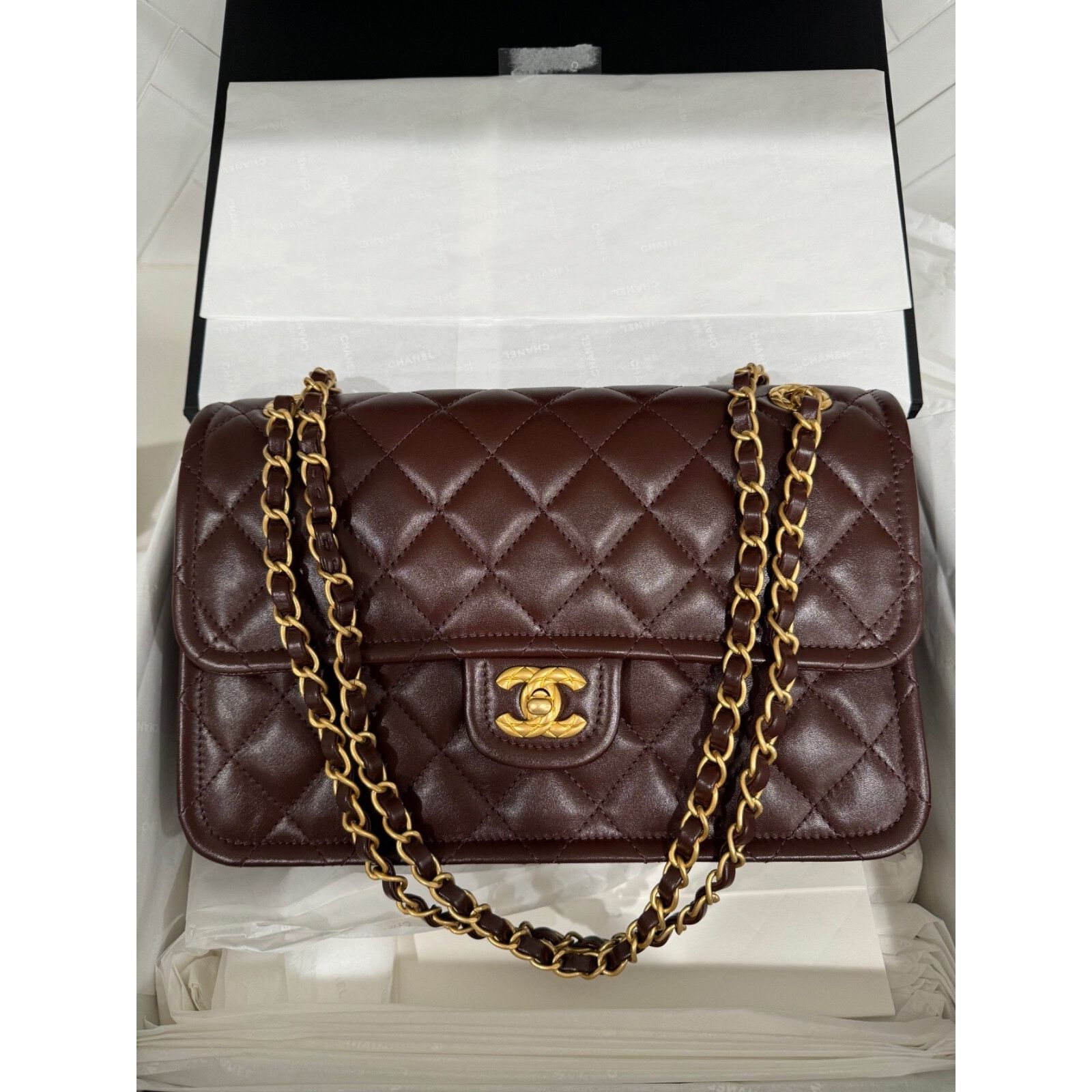 Chanel Chanel Dark Brown Large CC Gold Classic Shoulder Bag Size ONE SIZE - 3 Thumbnail