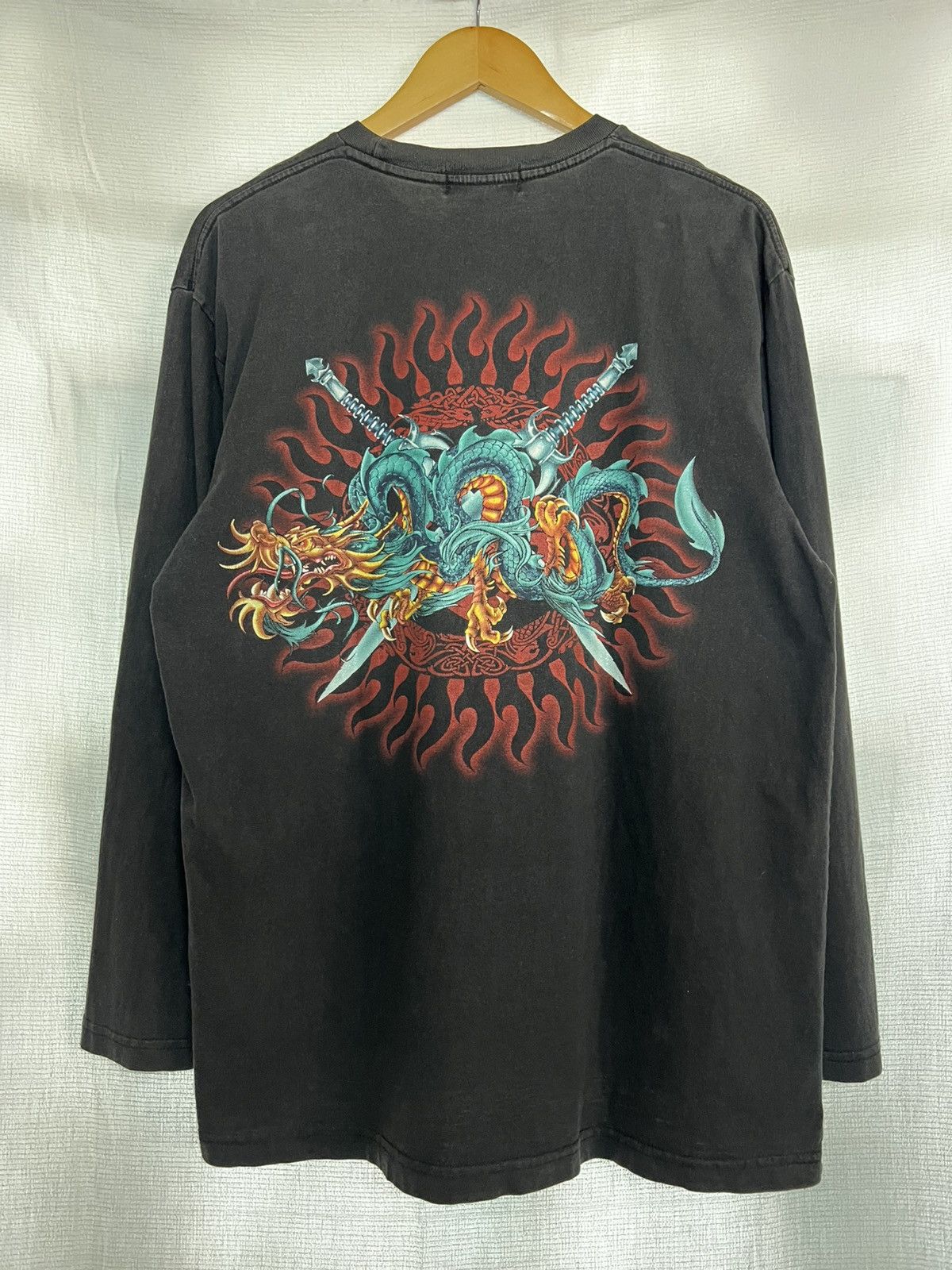 Vintage 🔥HOT DROPS🔥Vintage 90s Y2K JNCO Style Dragon Flames T- Shirt Size US L / EU 52-54 / 3 - 1 Thumbnail