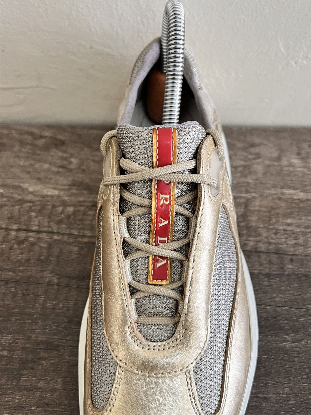 Prada Americas Cup Gold-mesh Sneakers Size US 7 / IT 37 - 6 Thumbnail