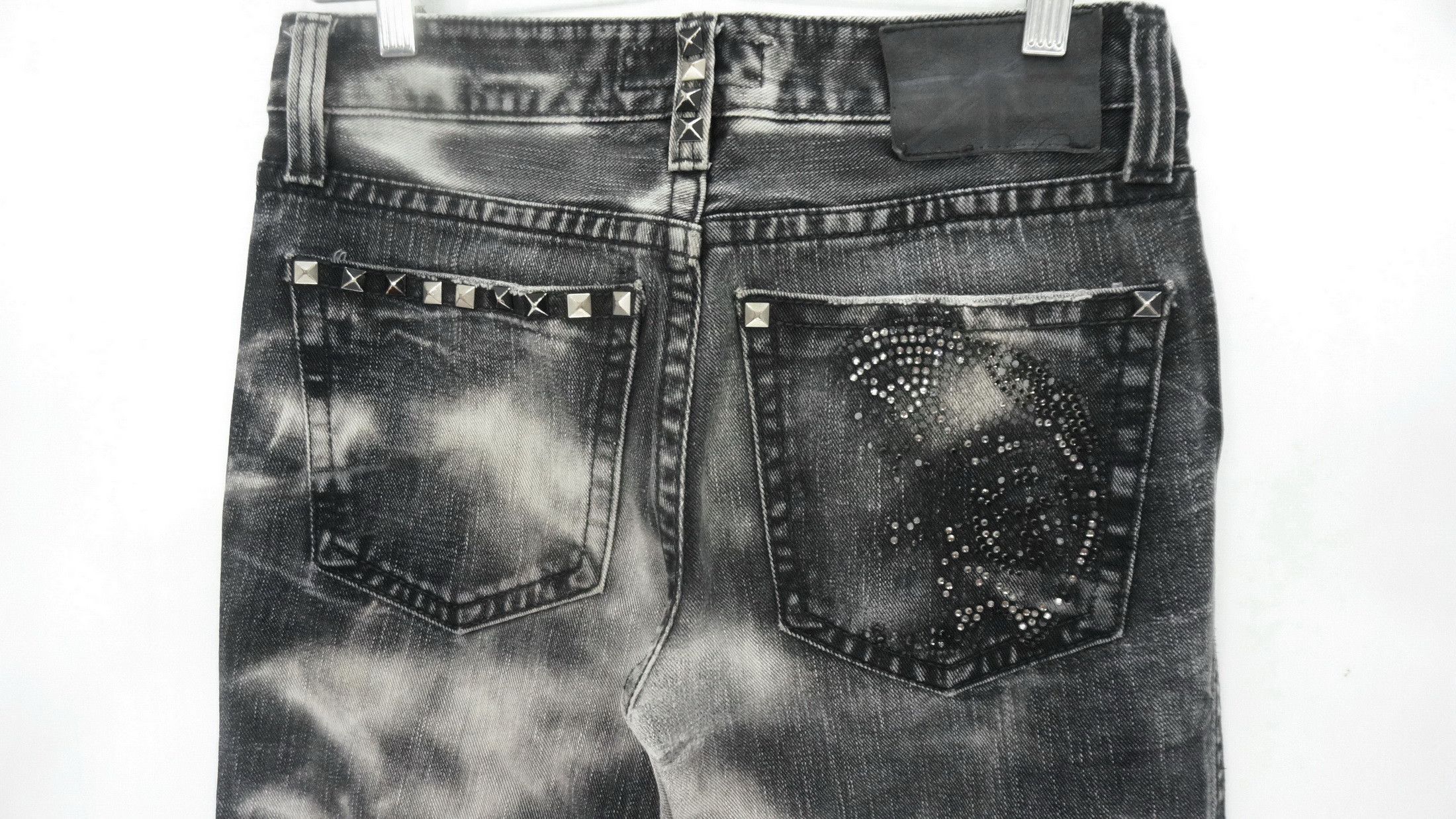 Japanese Brand XFRM Acid Wash Punk Skull Beads and Studded Jeans Size US 29 - 7 Thumbnail